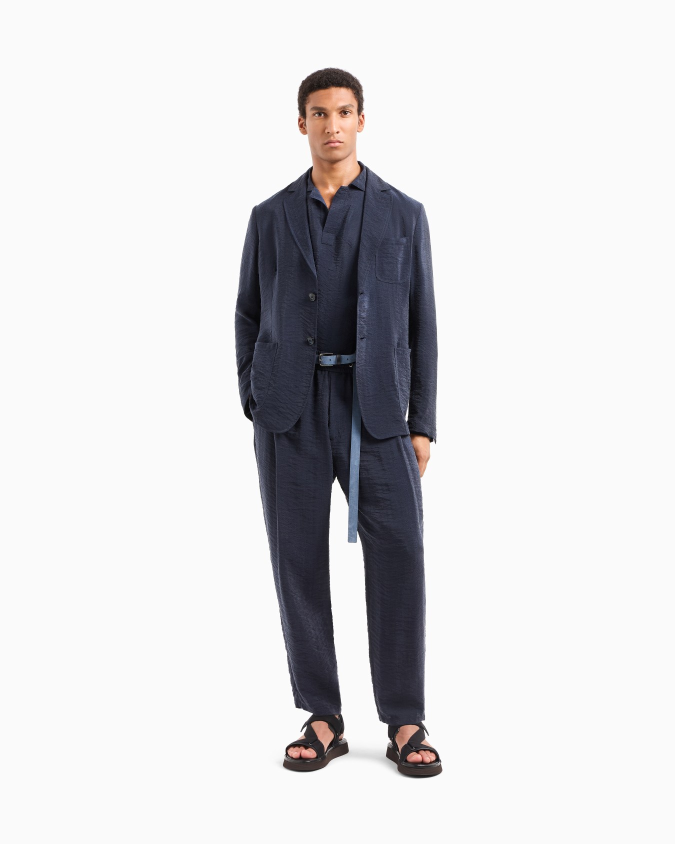 Jacquard cupro polo shirt Slide 2