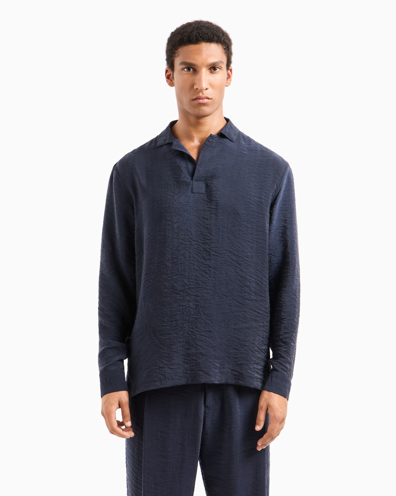 Jacquard cupro polo shirt Slide 4