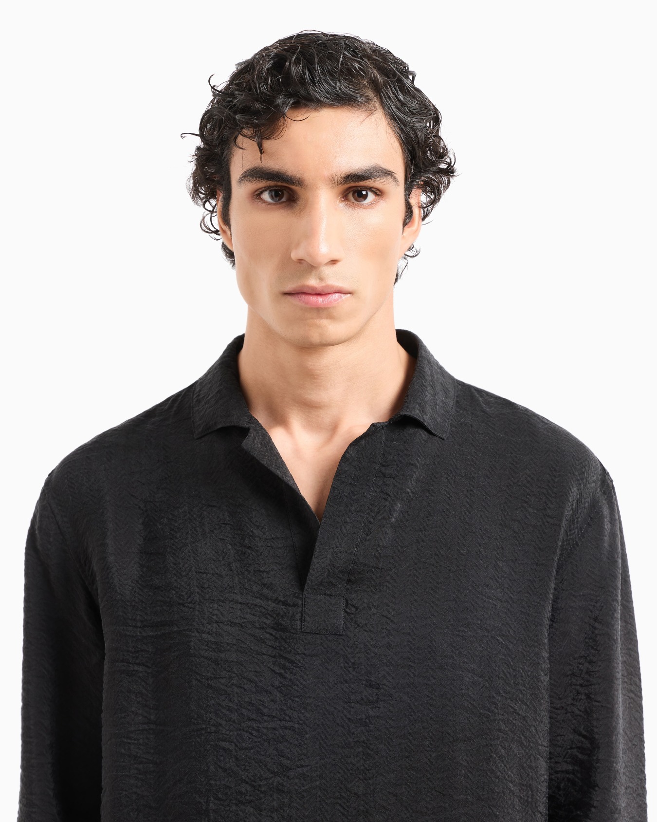 Jacquard cupro polo shirt Slide 5