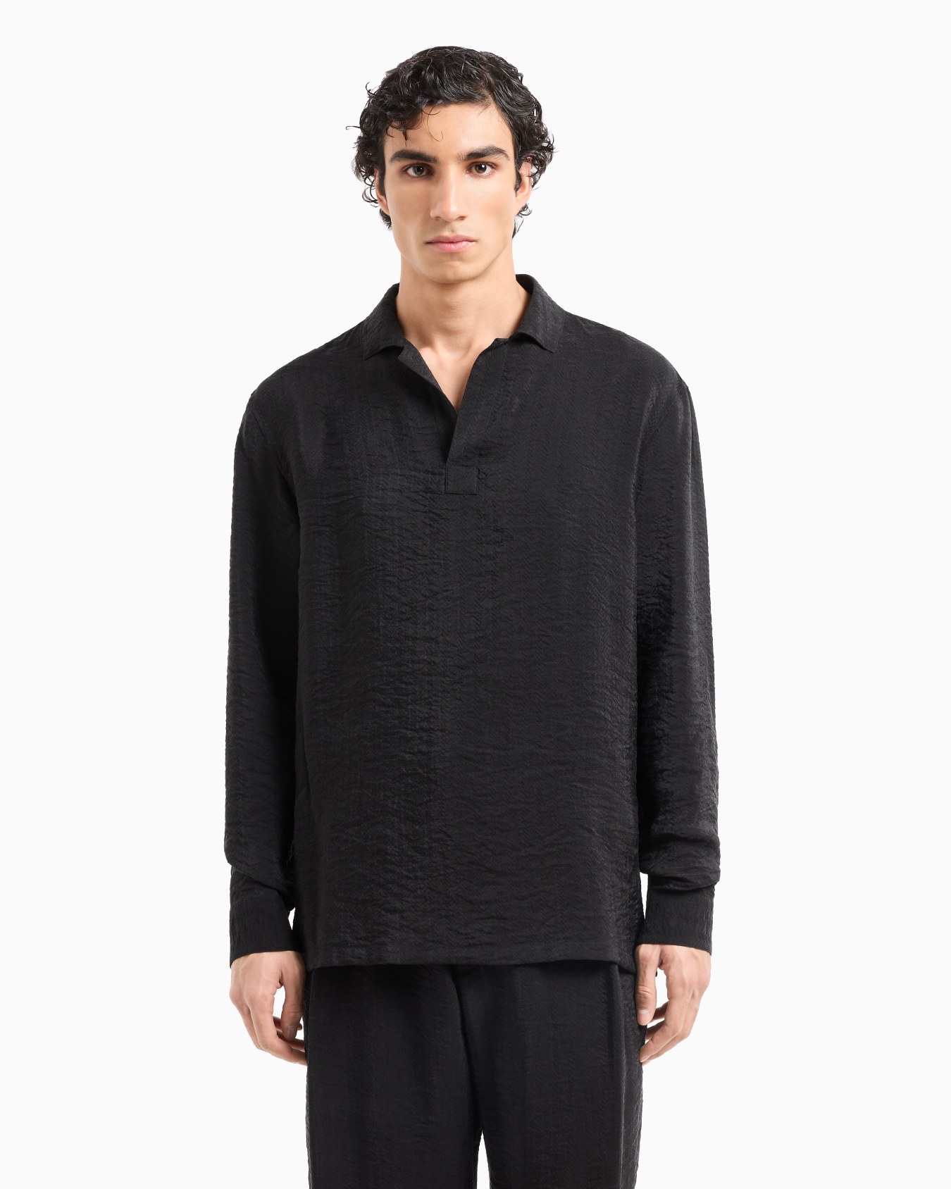 Jacquard cupro polo shirt Slide 4