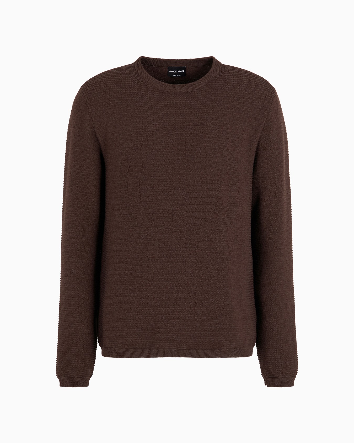 Virgin-wool blend crew-neck jumper with jacquard logo Slide 0