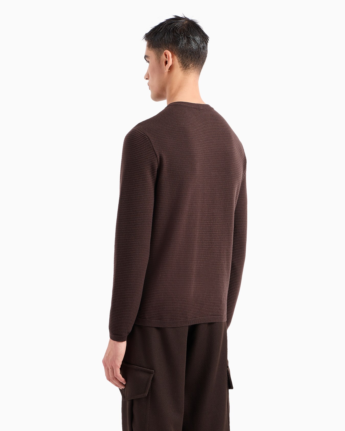 Virgin-wool blend crew-neck jumper with jacquard logo Slide 3