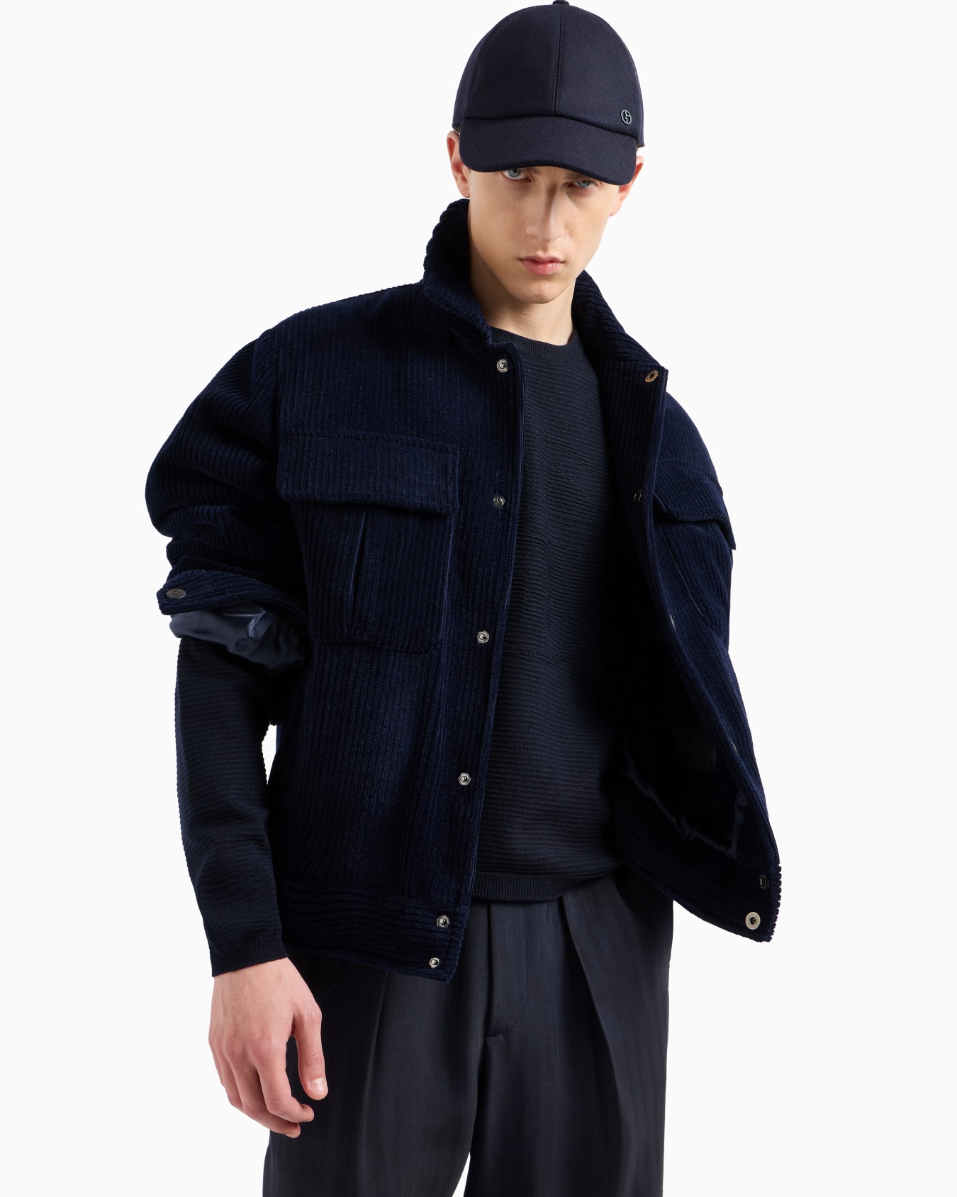 Virgin-wool blend crew-neck jumper with jacquard logo Slide 6