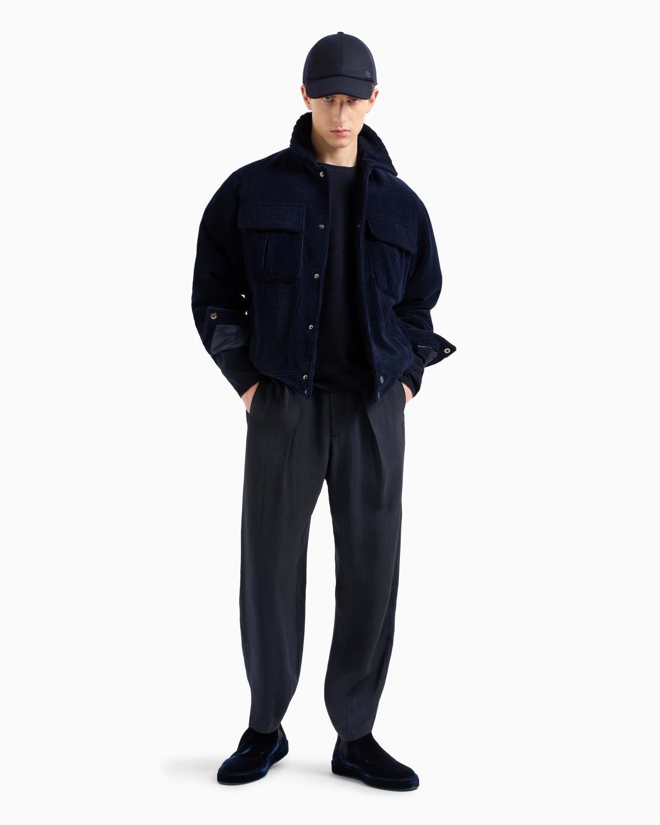 Virgin-wool blend crew-neck jumper with jacquard logo Slide 4