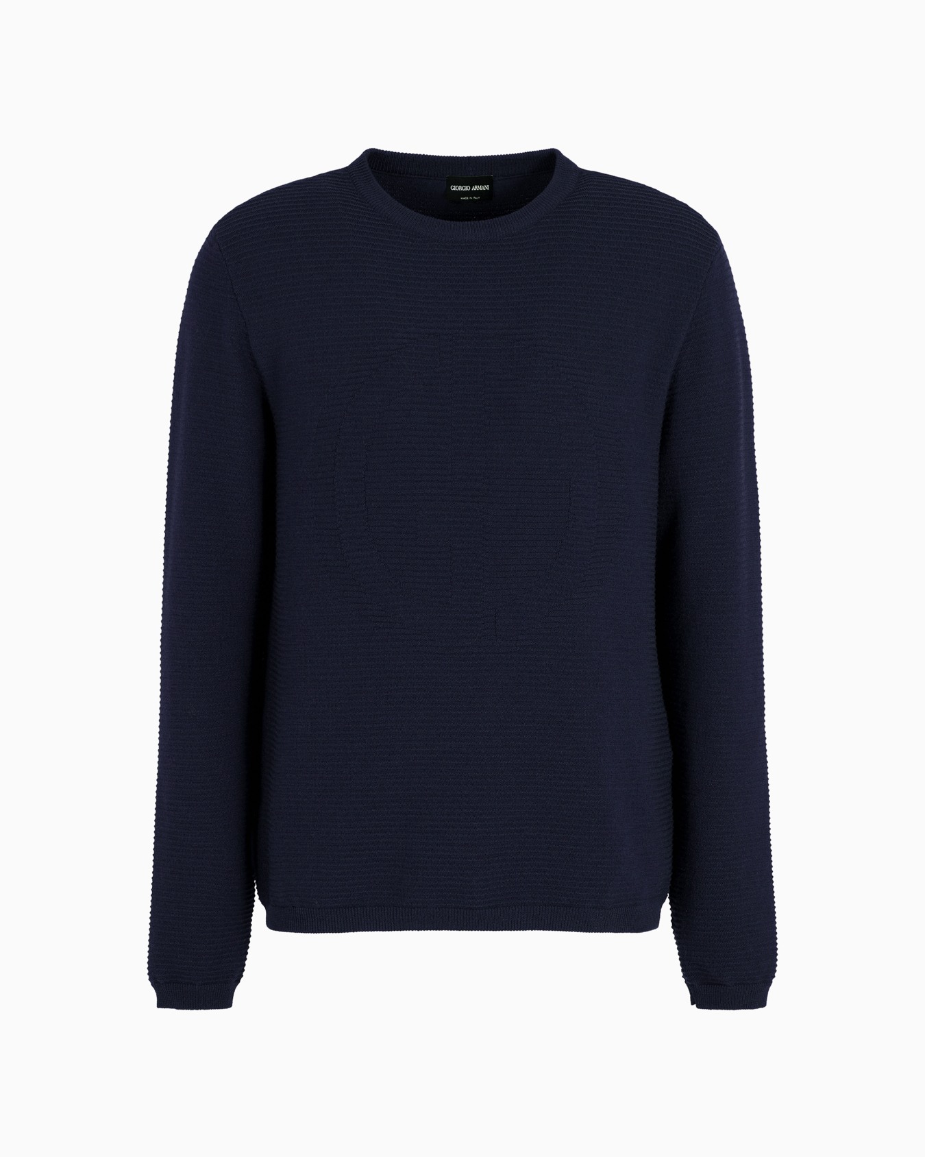 Virgin-wool blend crew-neck jumper with jacquard logo Slide 0