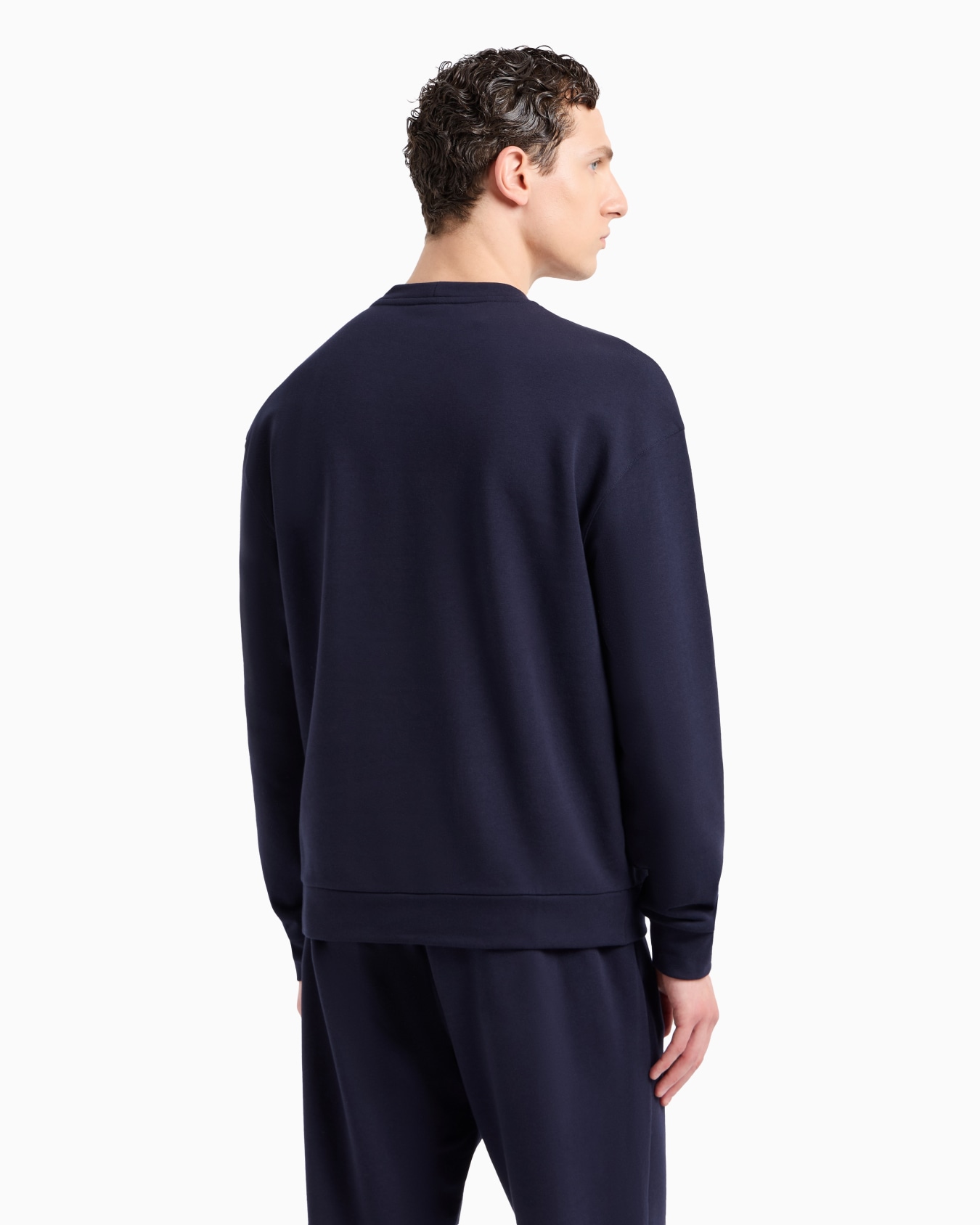 Jersey de cuello redondo de mezcla de lana virgen con logotipo en tejido jacquard Diapositiva 3