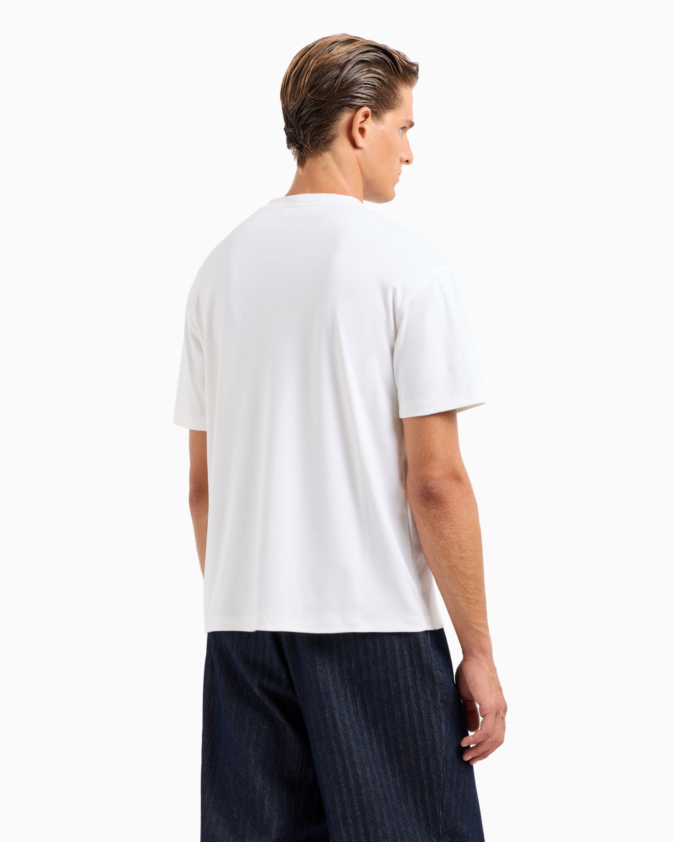 Camiseta de cuello redondo en interlock de algodón y cachemir Diapositiva 2