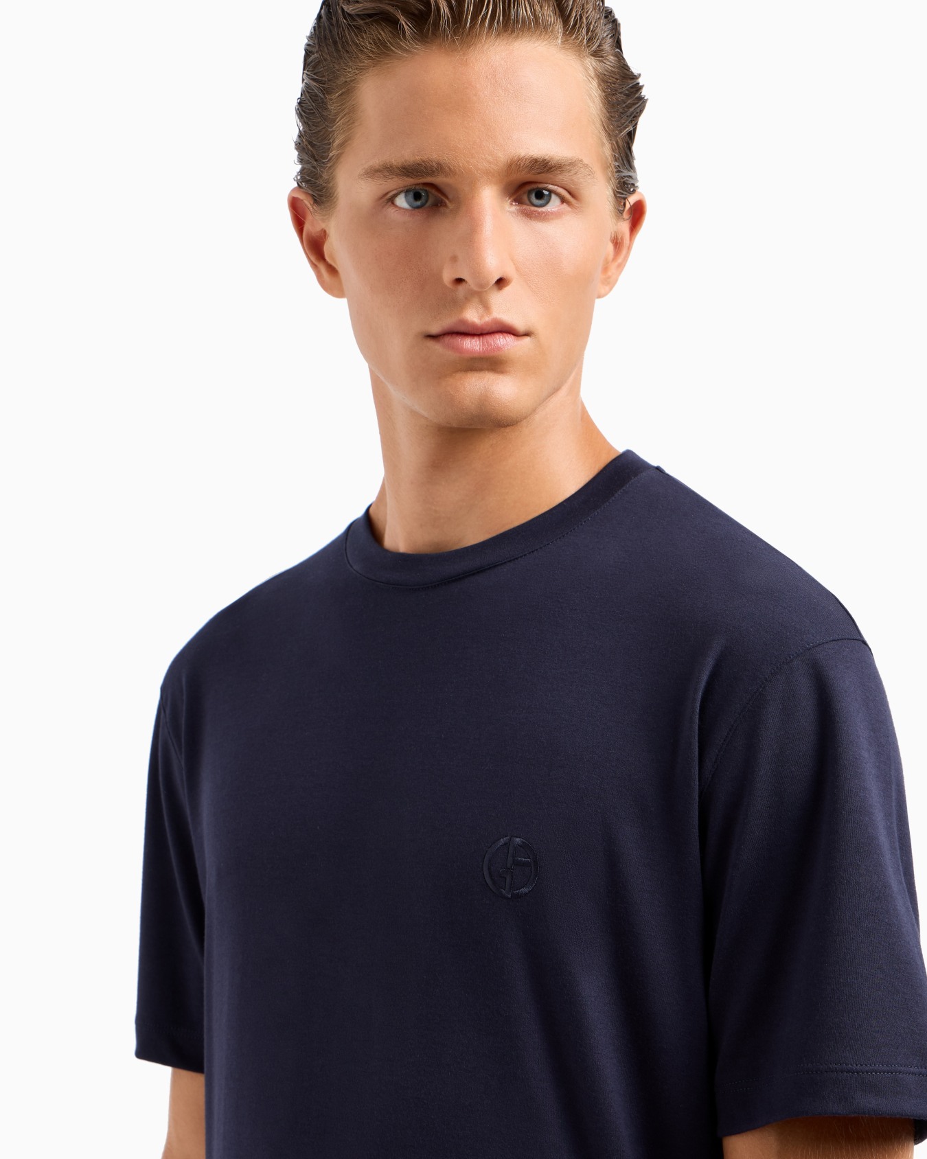 T-shirt ras-du-cou en interlock de coton et cachemire Diapositive 4