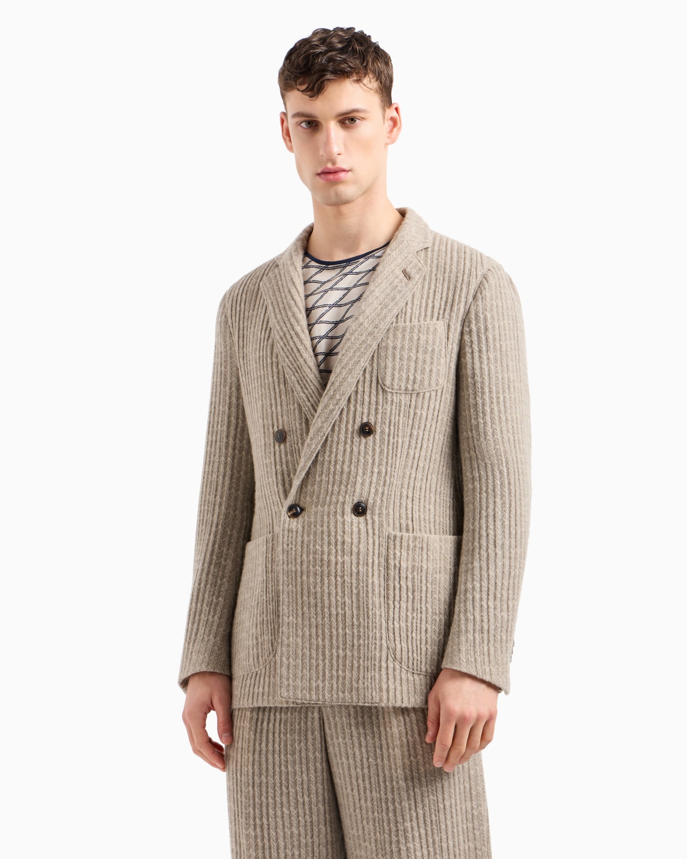 Doppelreihiges Sakko der Upton-Linie aus Kaschmir und Seidenjacquard Folie 2