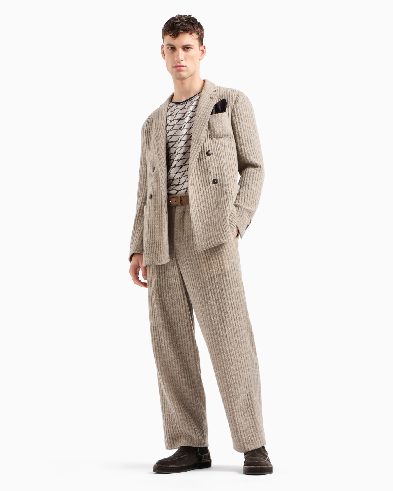 Doppelreihiges Sakko der Upton-Linie aus Kaschmir und Seidenjacquard Folie 4