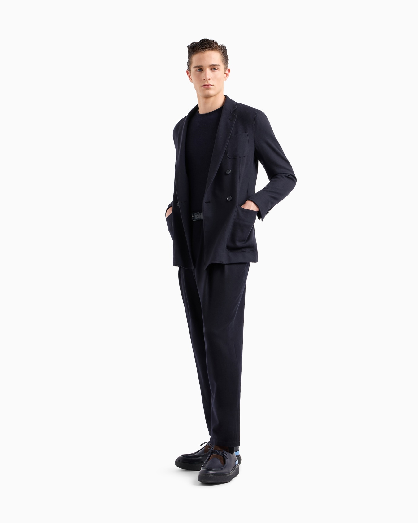 Double-breasted Upton Line jacket in lightweight virgin-wool cloth Slide 1