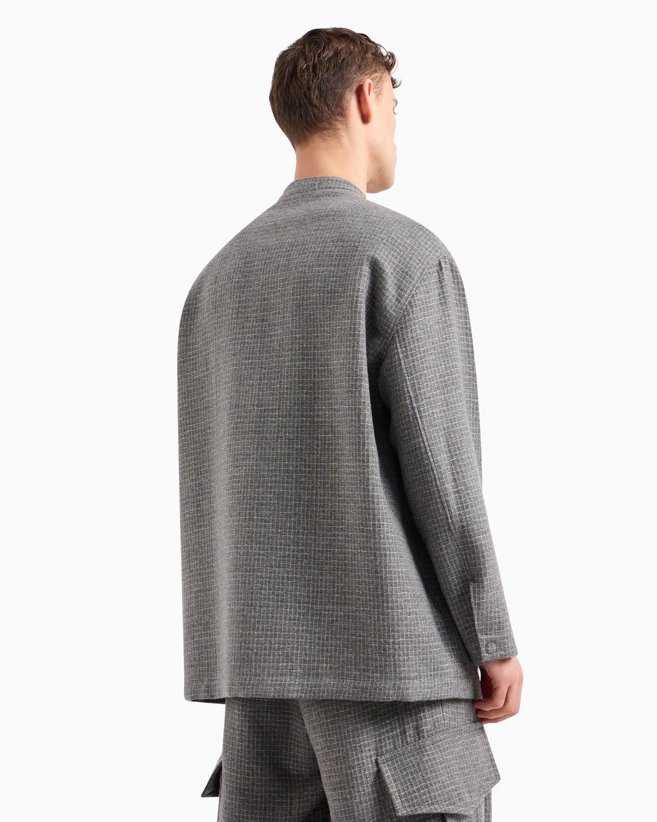 Veste à simple boutonnage en laine mélangée et fil métallisé Diapositive 3
