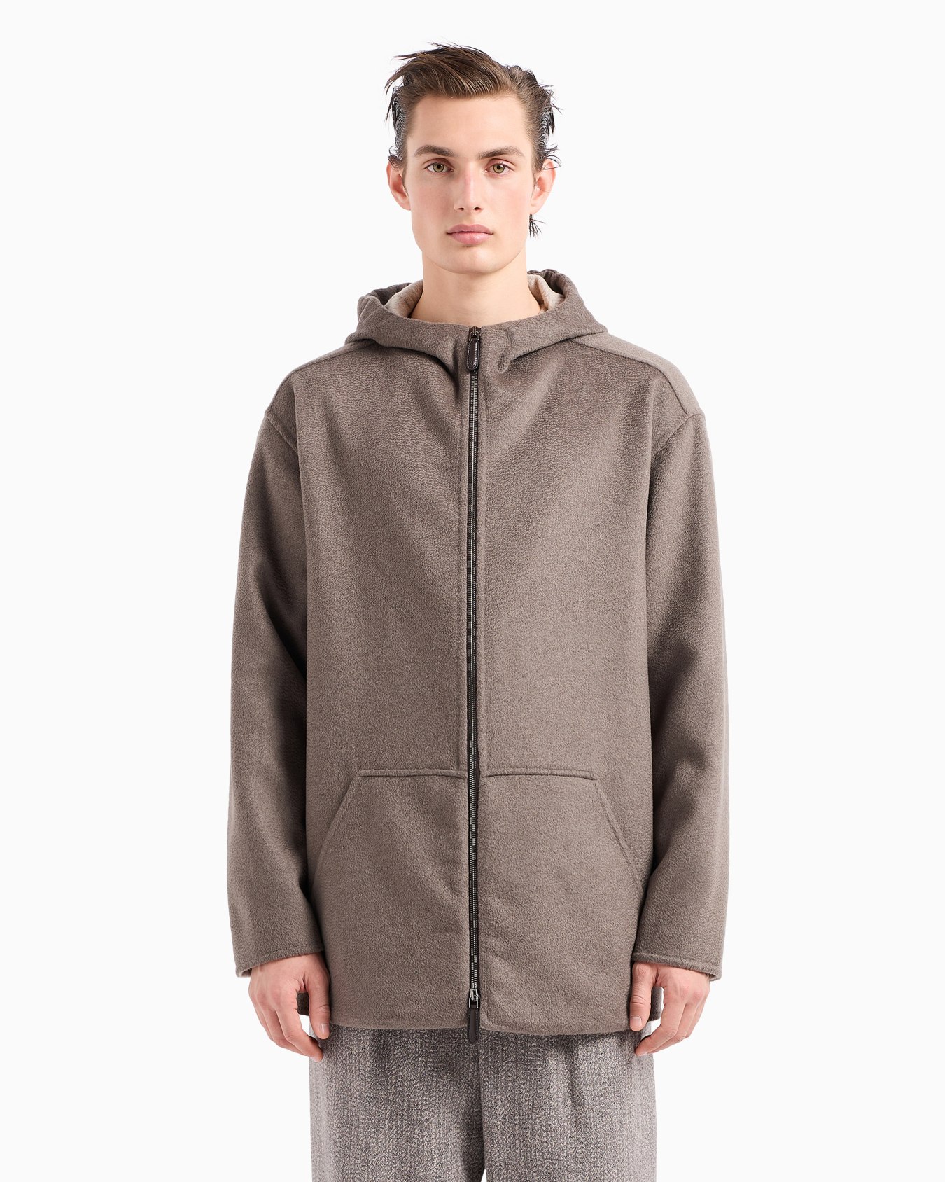 Hooded blouson in double cashmere Slide 2