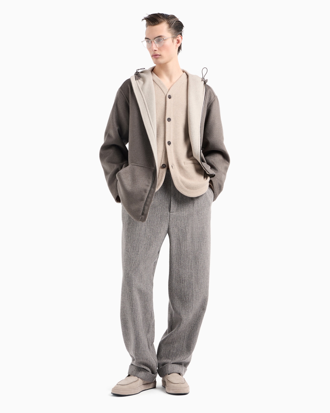 Hooded blouson in double cashmere Slide 4