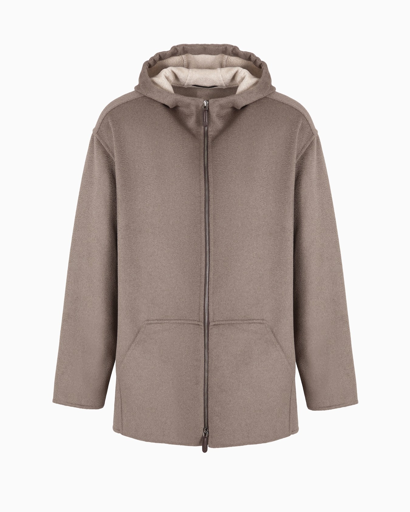 Hooded blouson in double cashmere Slide 0