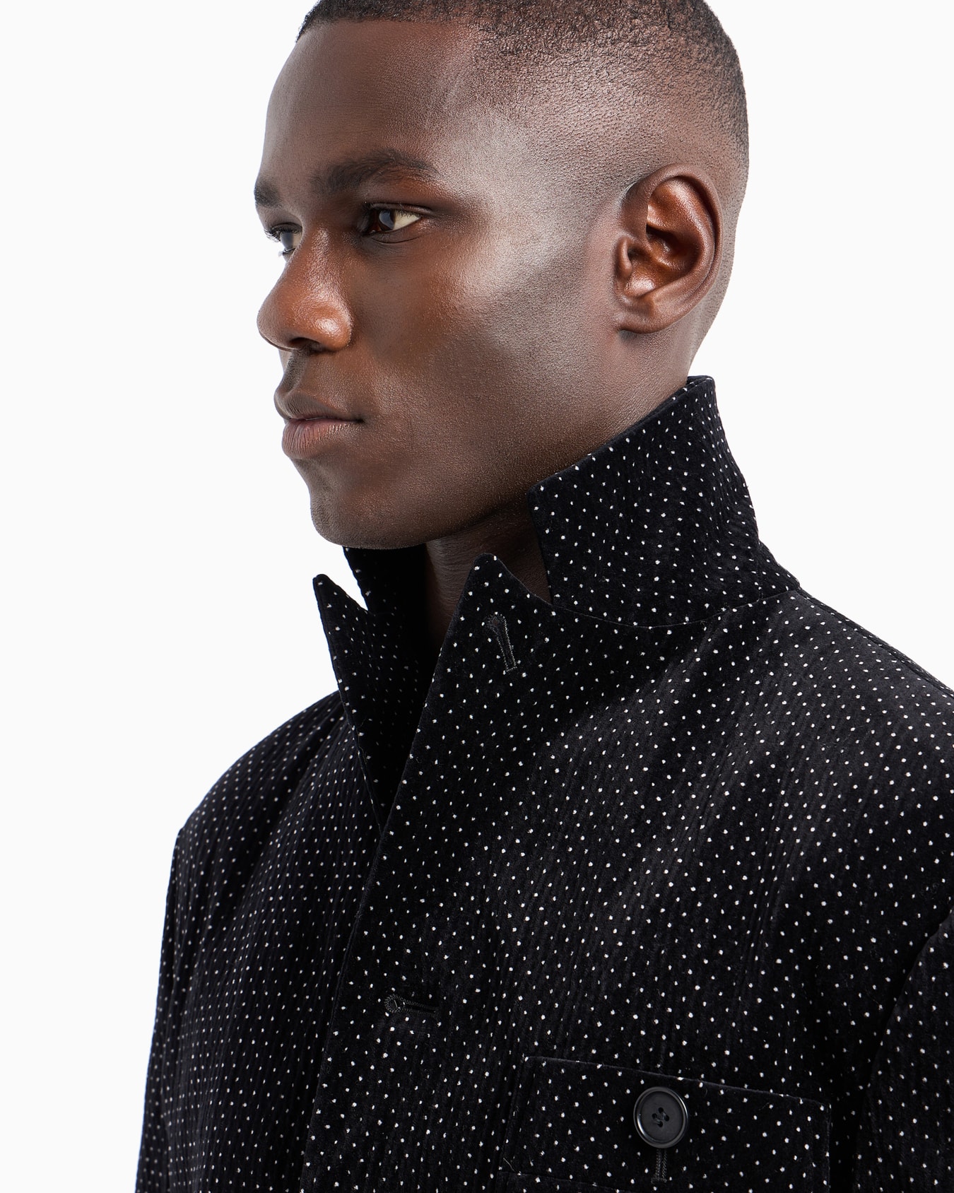 Single-breasted jacket in seersucker velvet with a polka-dot motif Slide 5