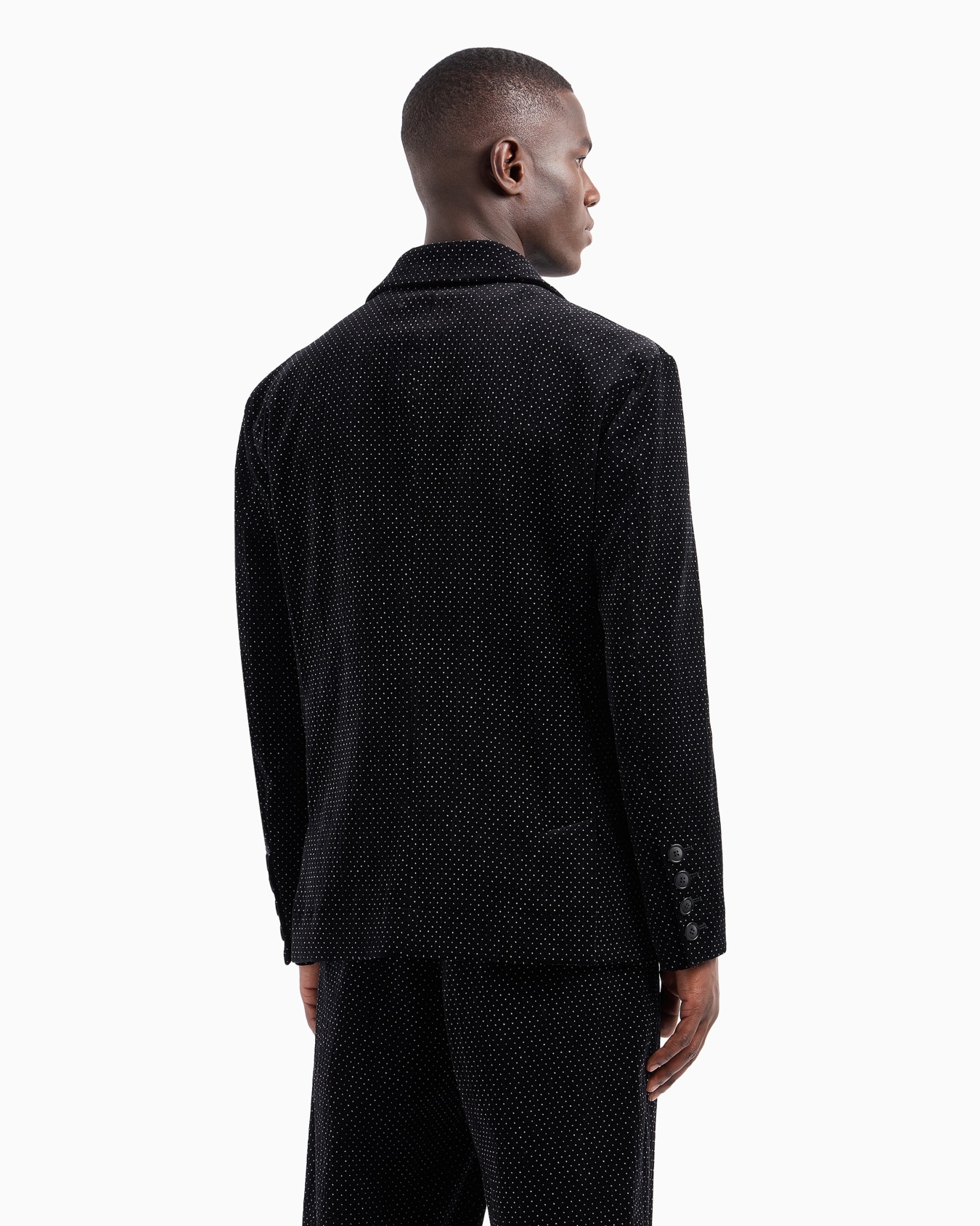Single-breasted jacket in seersucker velvet with a polka-dot motif Slide 3