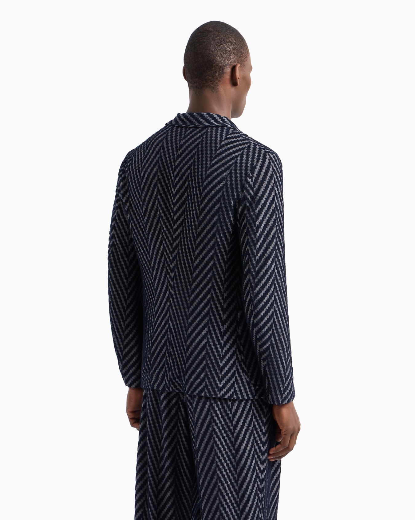 Einreihiges Sakko aus Baumwolljersey-Gemisch und Viskose in Jacquard-Verarbeitung mit Fischgrat-Muster Folie 2