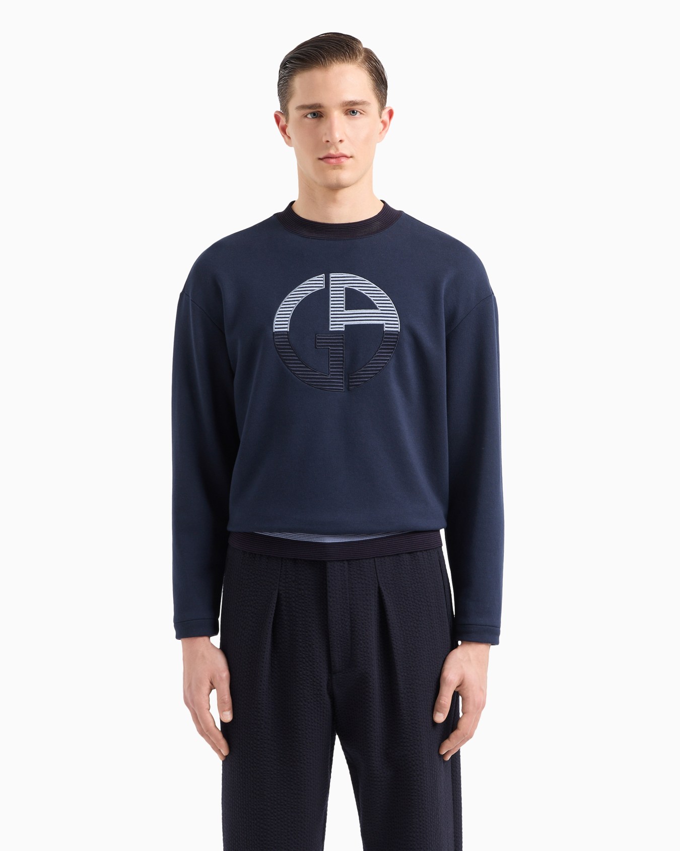 Sudadera de cuello redondo en algodón y cachemir con maxilogotipo Diapositiva 1