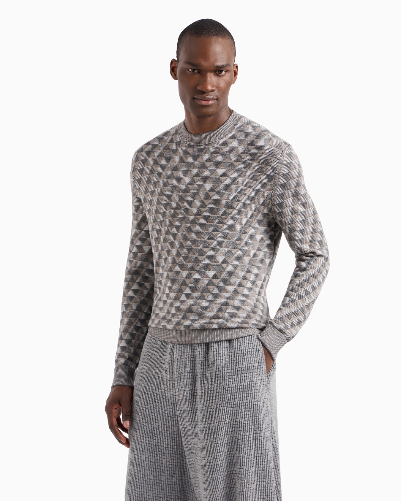 Jacquard virgin-wool, crew-neck jumper Slide 2
