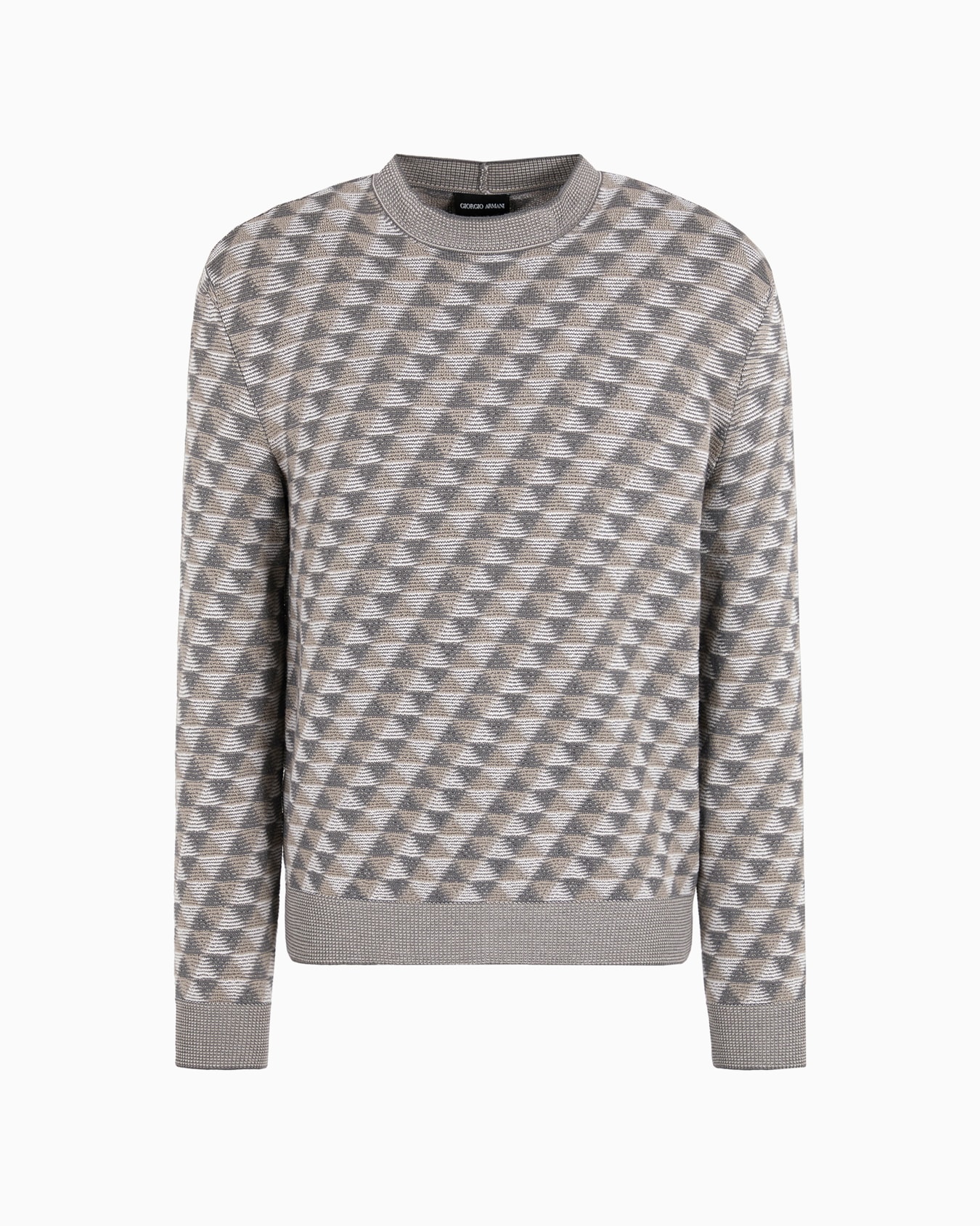 Jacquard virgin-wool, crew-neck jumper Slide 0