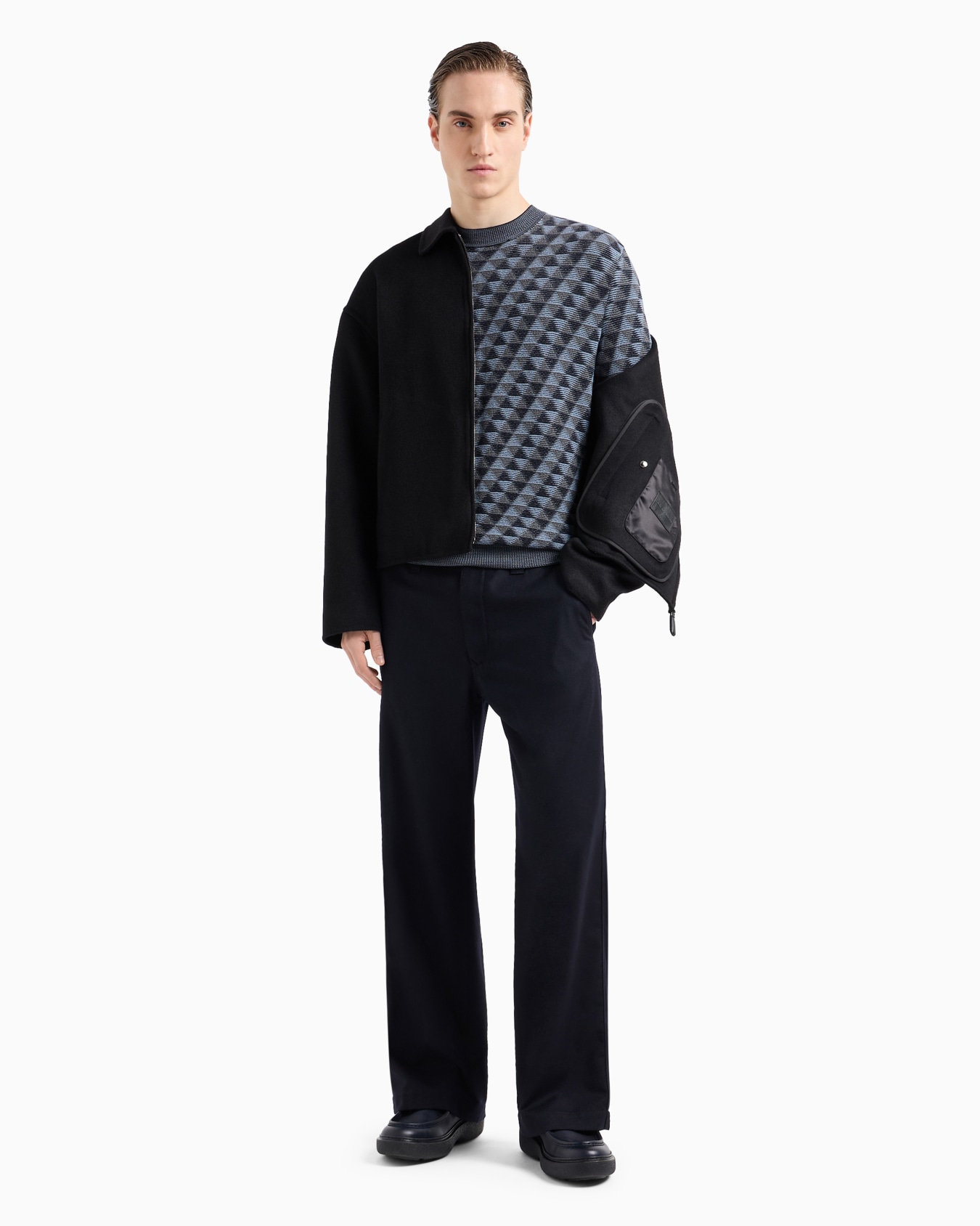 Jacquard virgin-wool, crew-neck jumper Slide 3