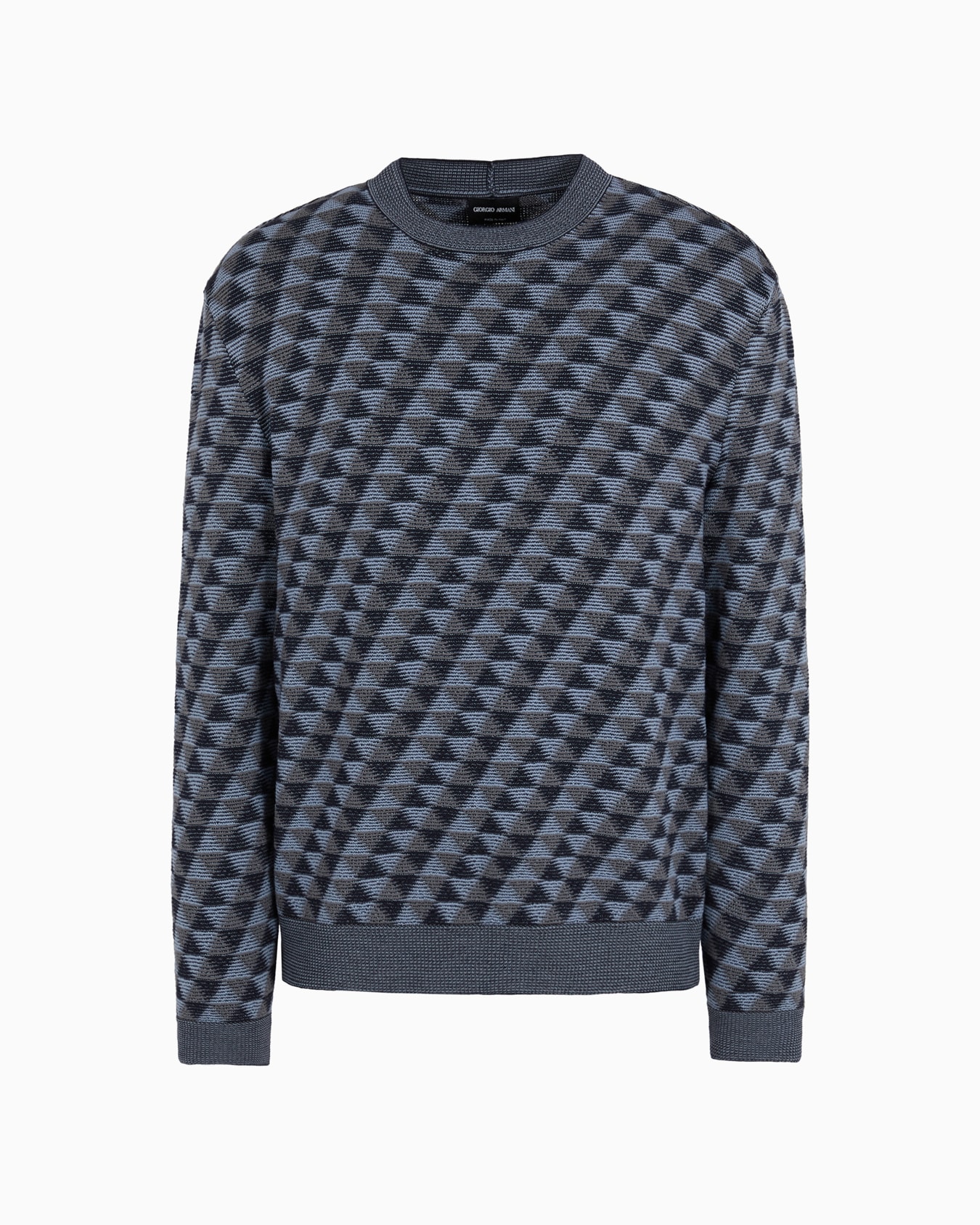 Jacquard virgin-wool, crew-neck jumper Slide 0