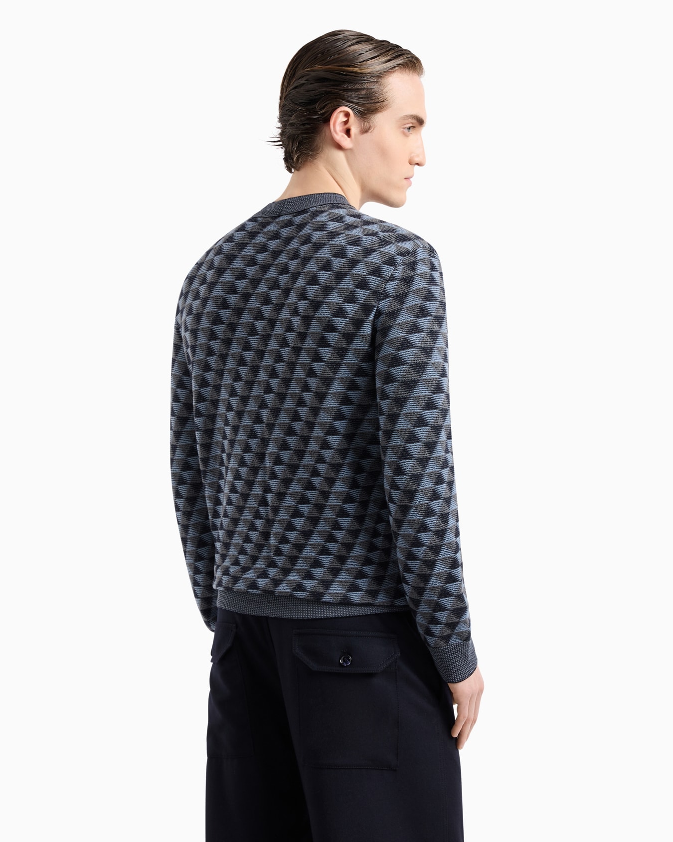 Jacquard virgin-wool, crew-neck jumper Slide 2