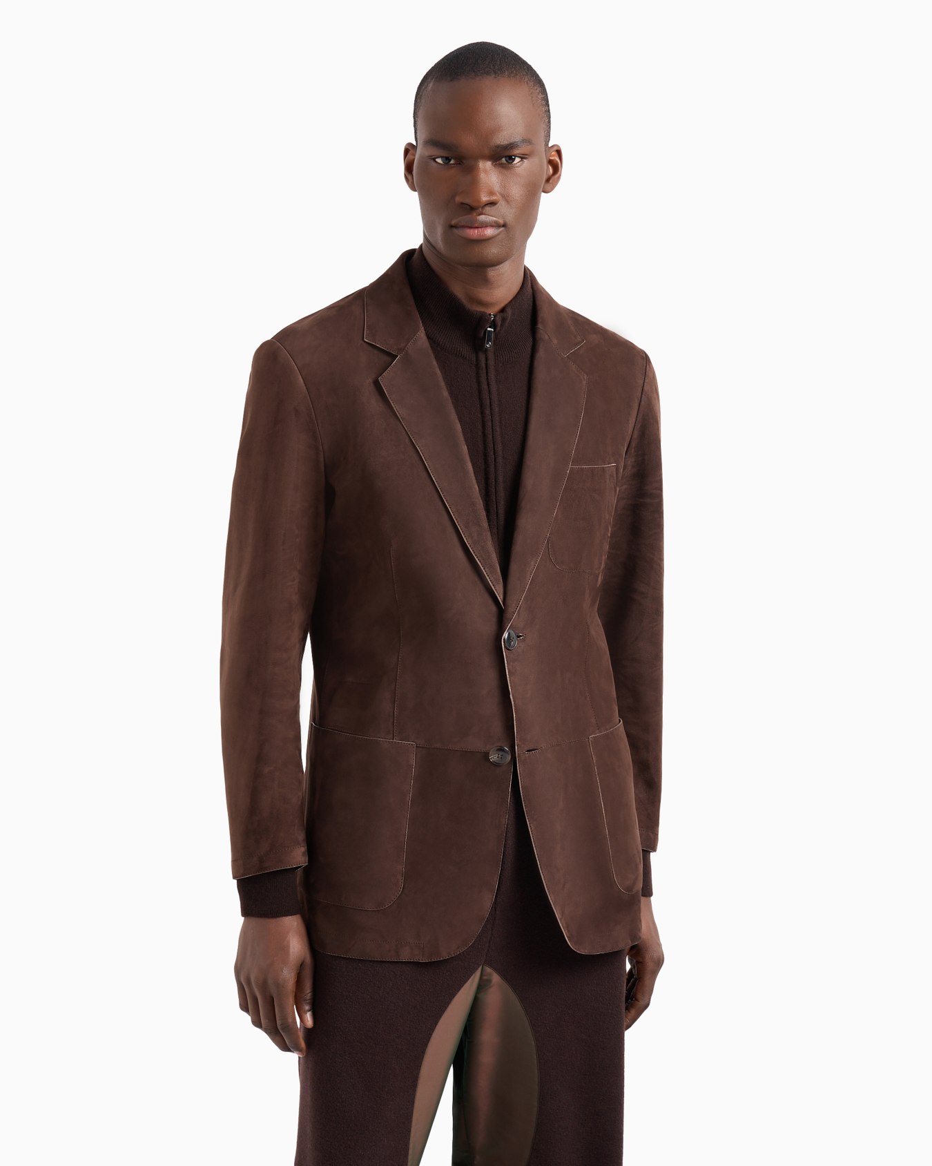 Single-breasted jacket in suede Slide 2