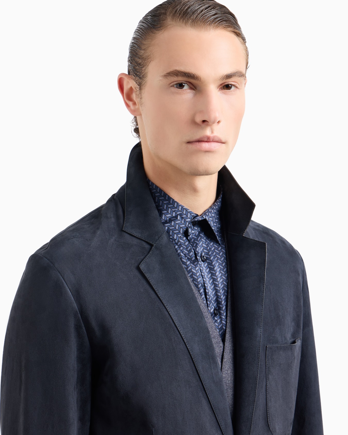 Veste à simple boutonnage en cuir suédé Diapositive 4