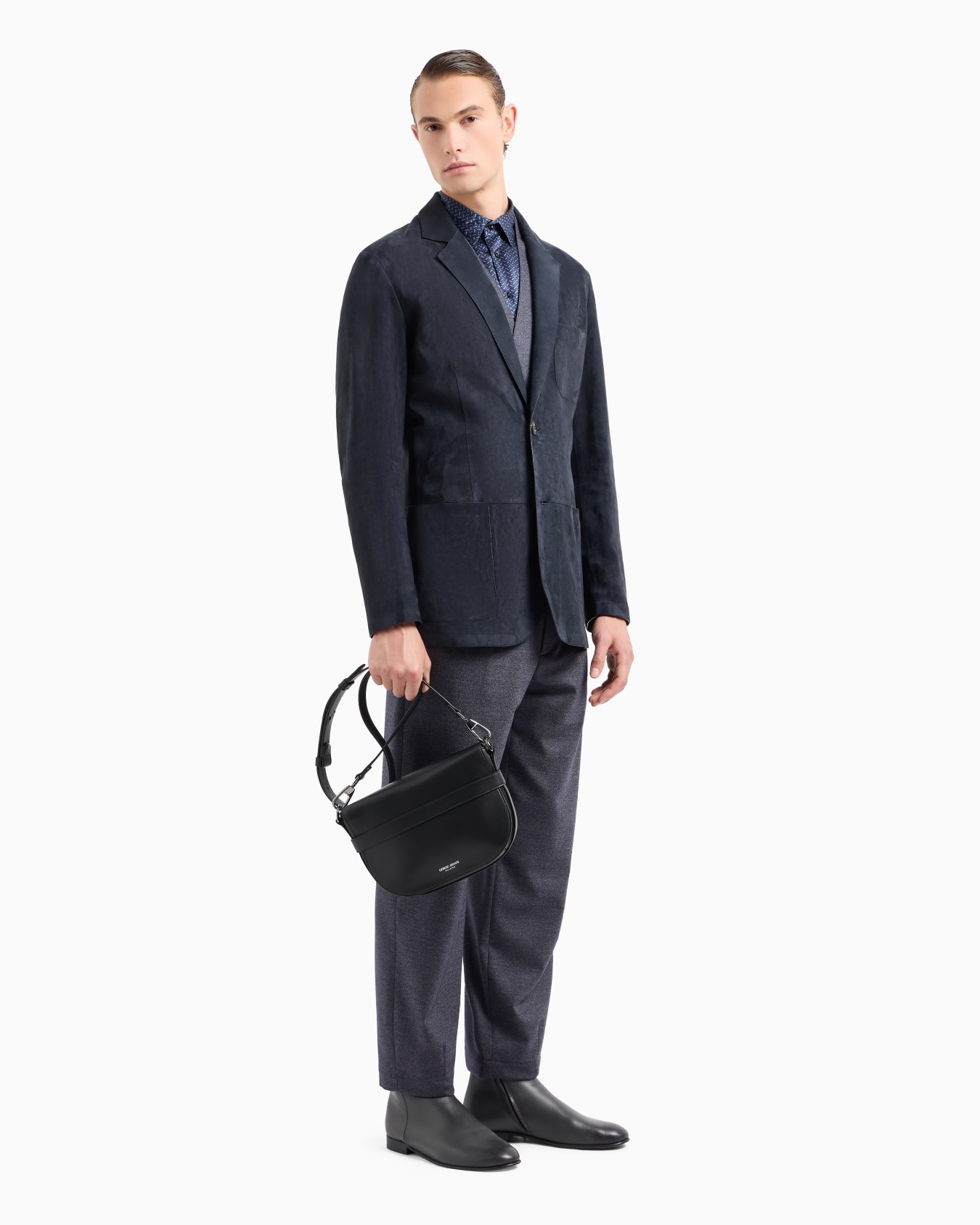 Veste à simple boutonnage en cuir suédé Diapositive 3