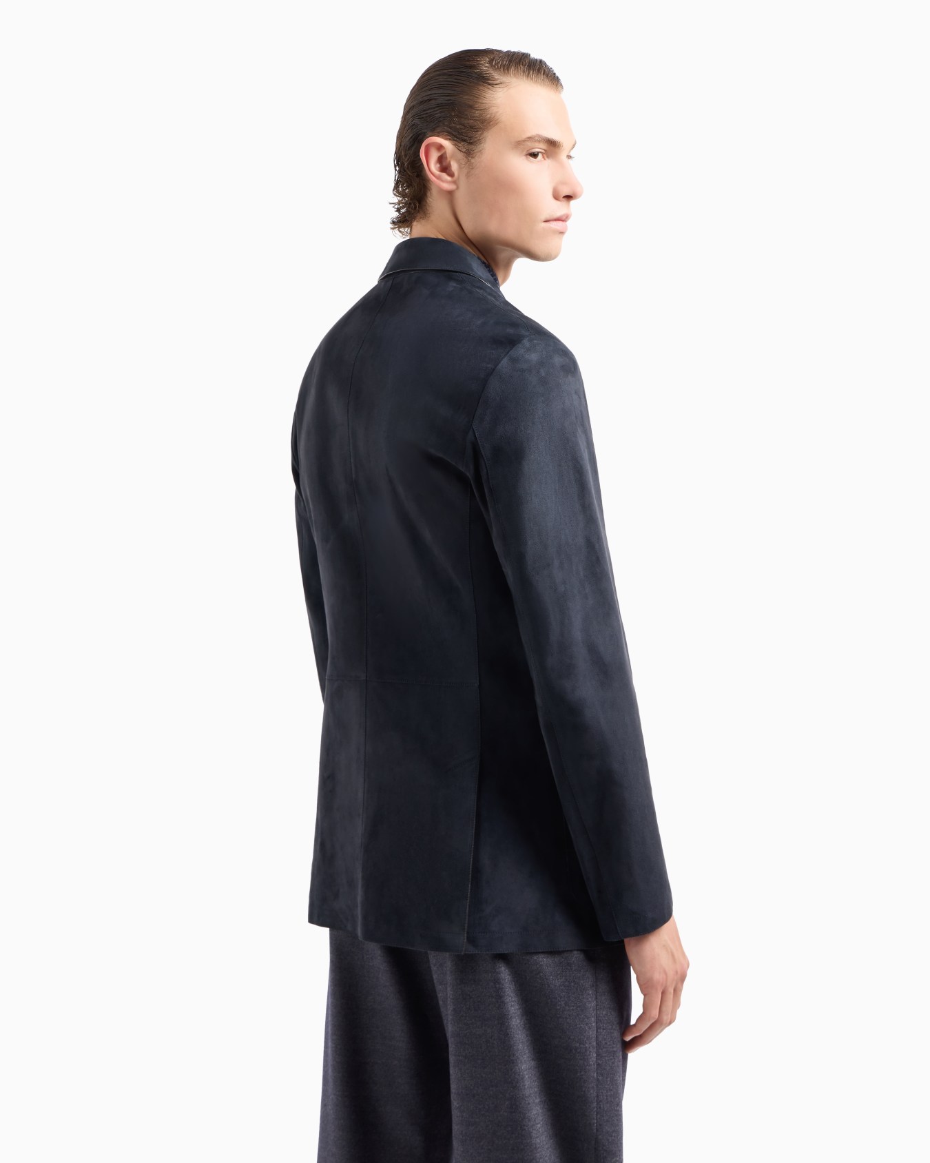 Veste à simple boutonnage en cuir suédé Diapositive 2