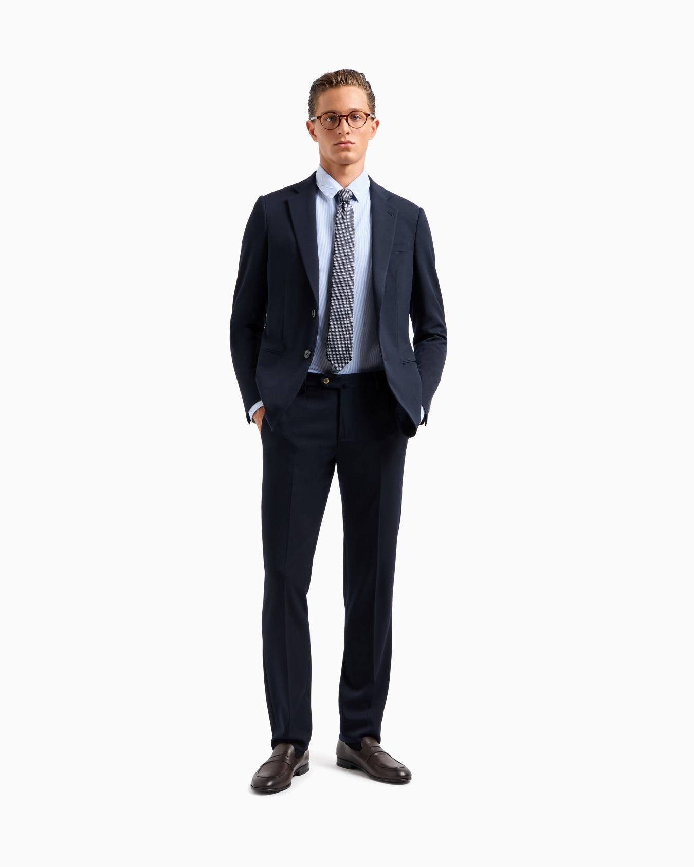 Manhattan Line stretch virgin-wool single-breasted suit Slide 1