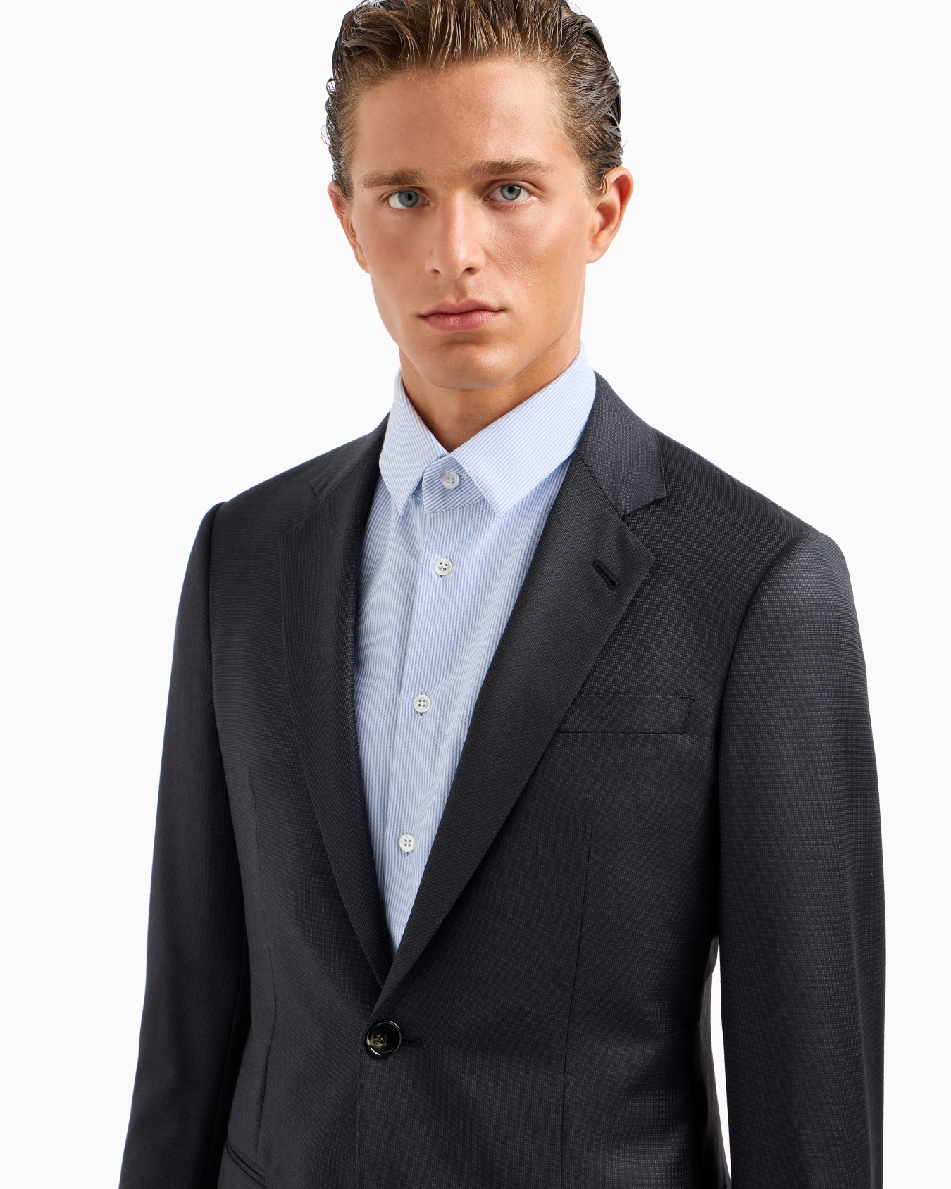 Manhattan Line virgin-wool single-breasted suit with a micro-check motif Slide 4