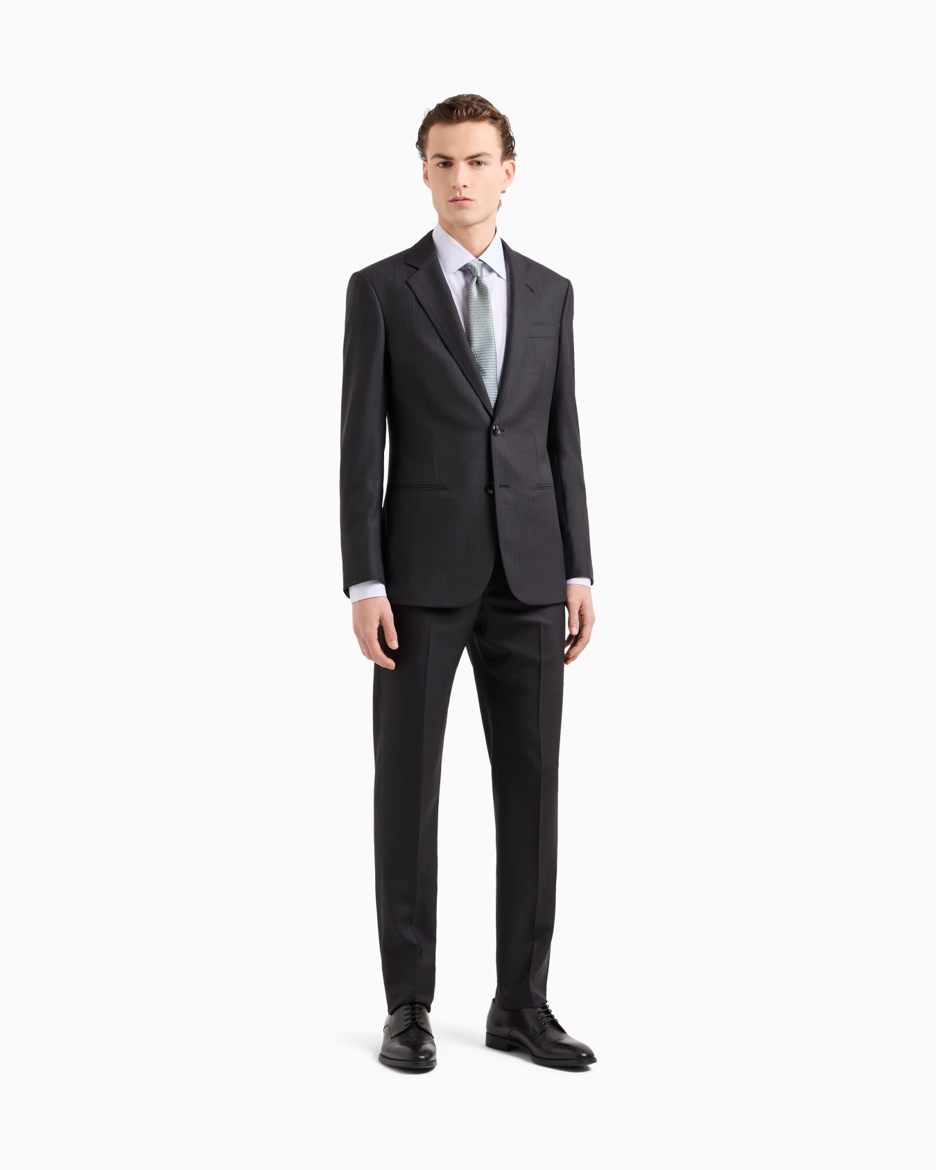 Manhattan Line pinstriped virgin-wool single-breasted suit Slide 1