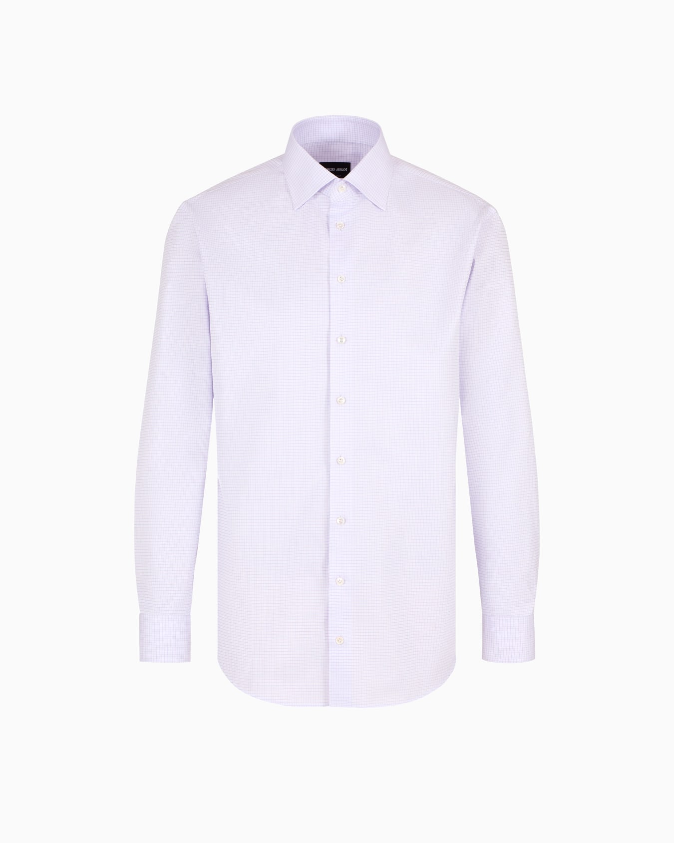 Camisa regular fit de algodón de lujo con microcuadros Diapositiva 0