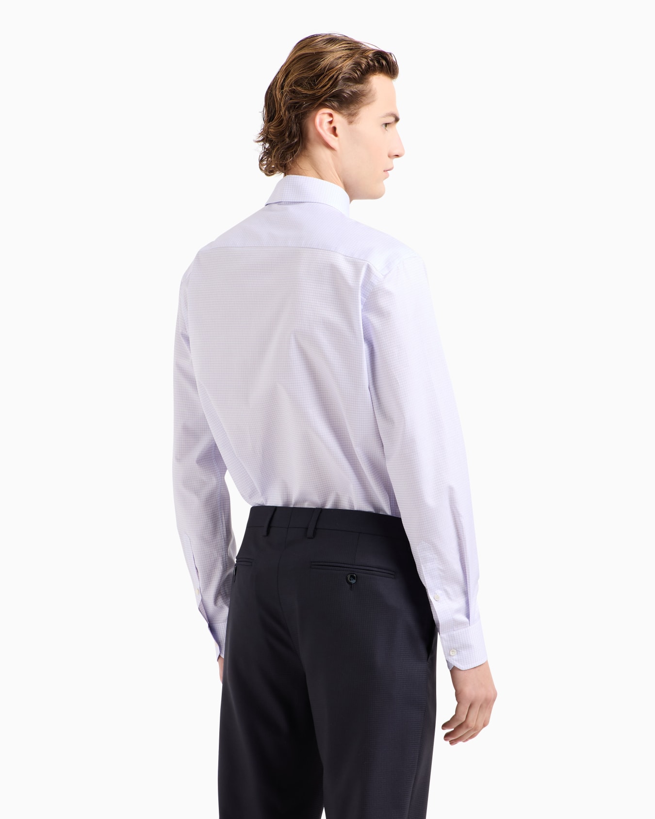 Camisa regular fit de algodón de lujo con microcuadros Diapositiva 2