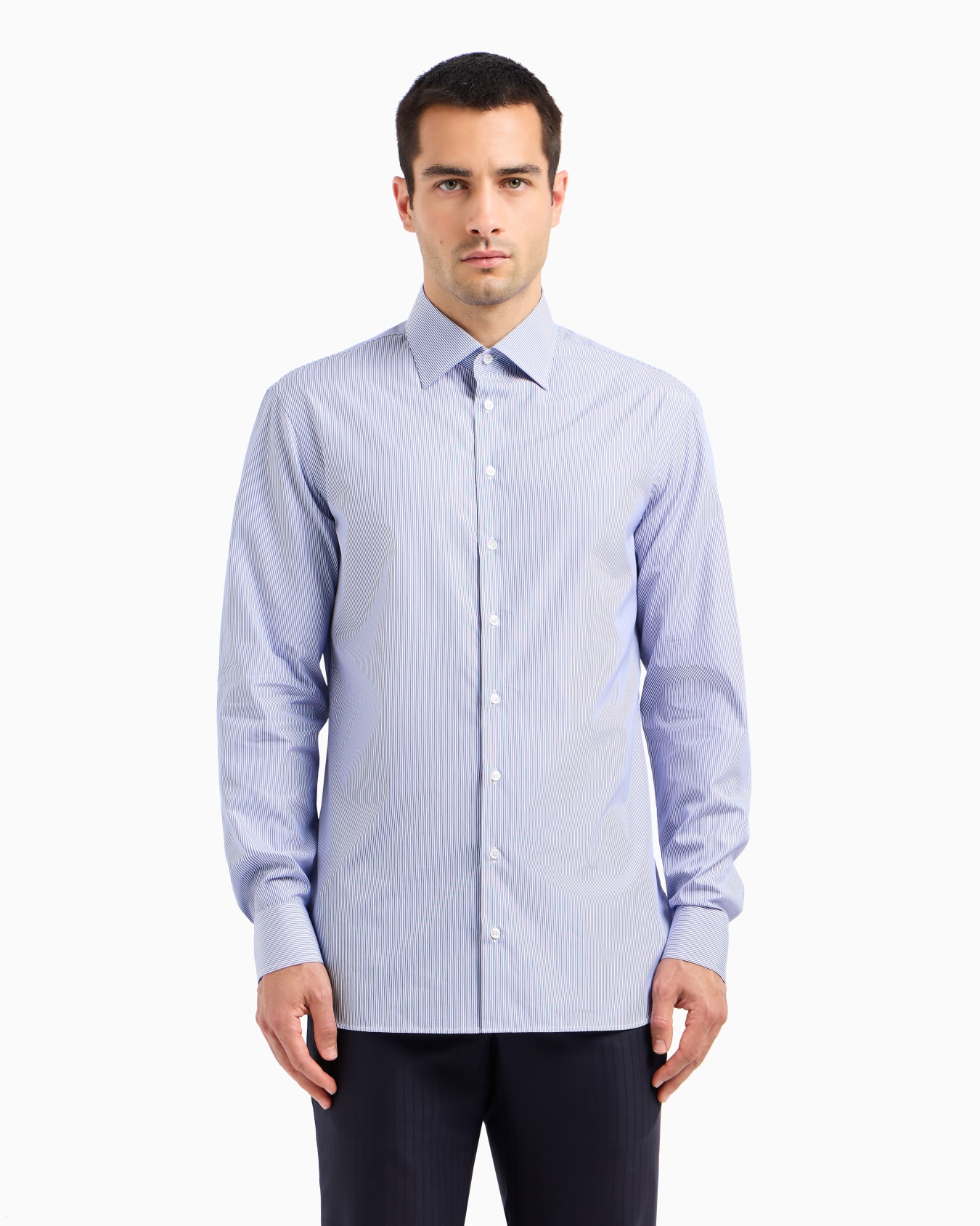 Regular-fit shirt in striped luxury cotton Slide 1