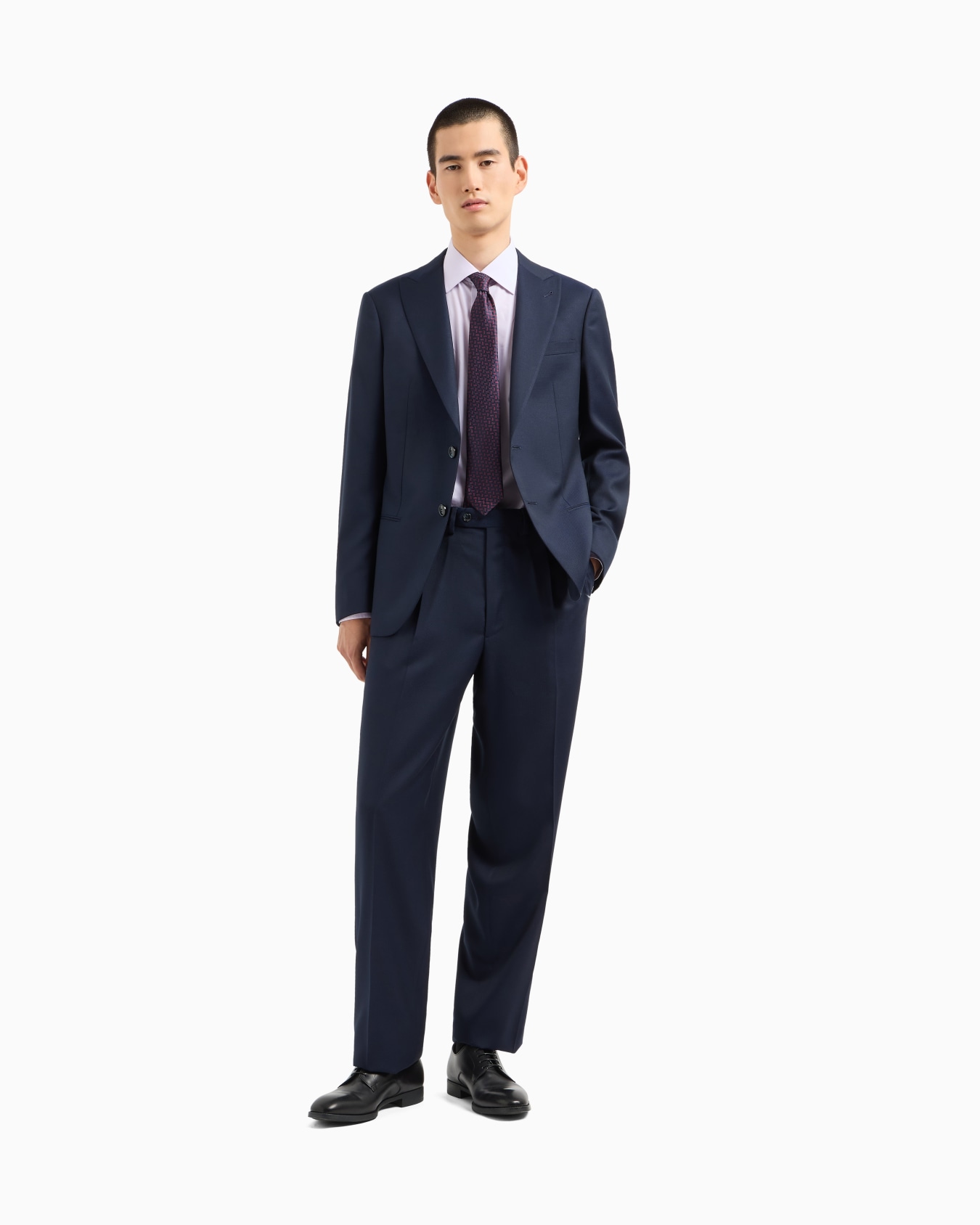 Camisa regular fit en algodón de máxima calidad con microestampado Diapositiva 1