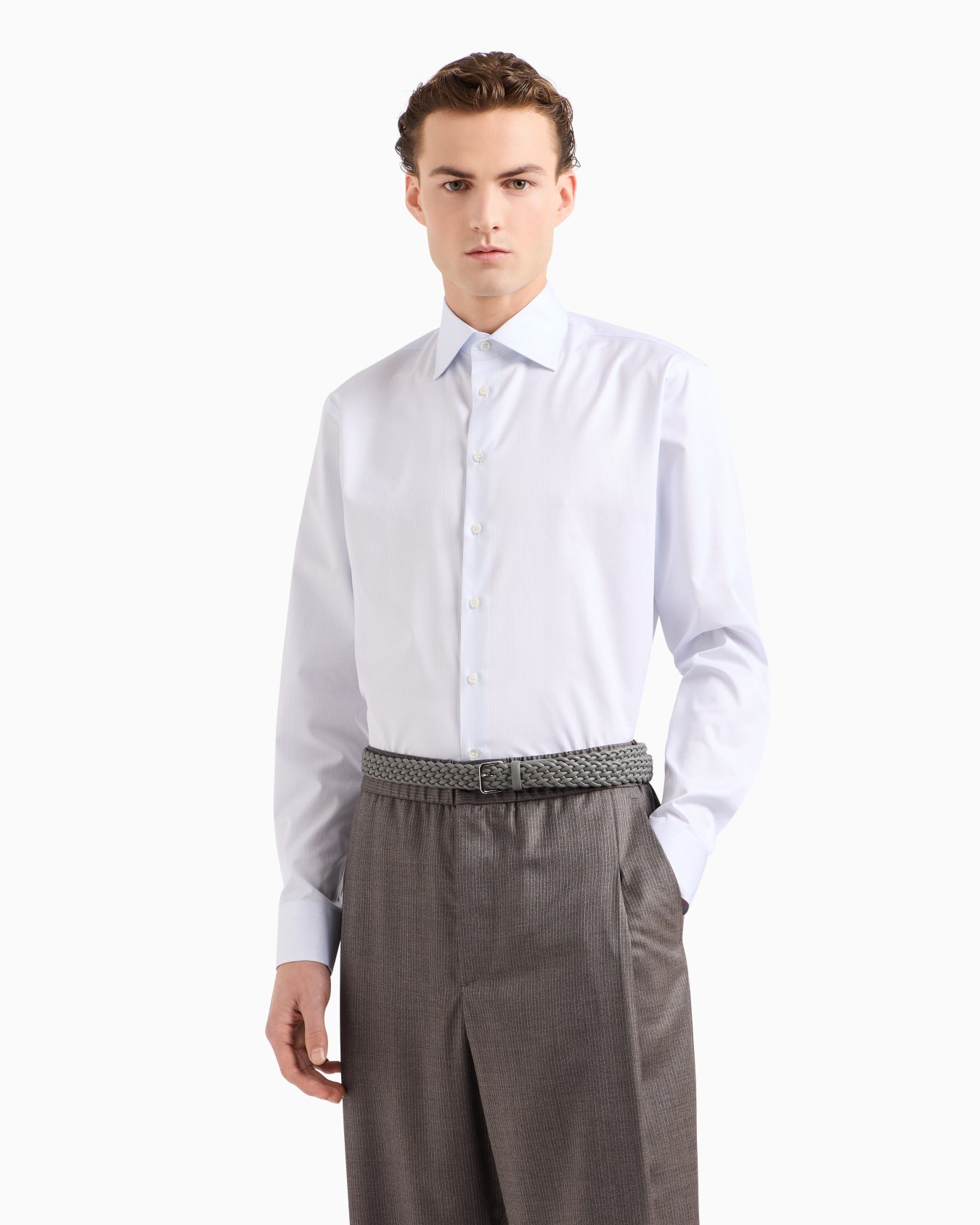 Chemise coupe classique en coton luxueux à rayures Diapositive 3