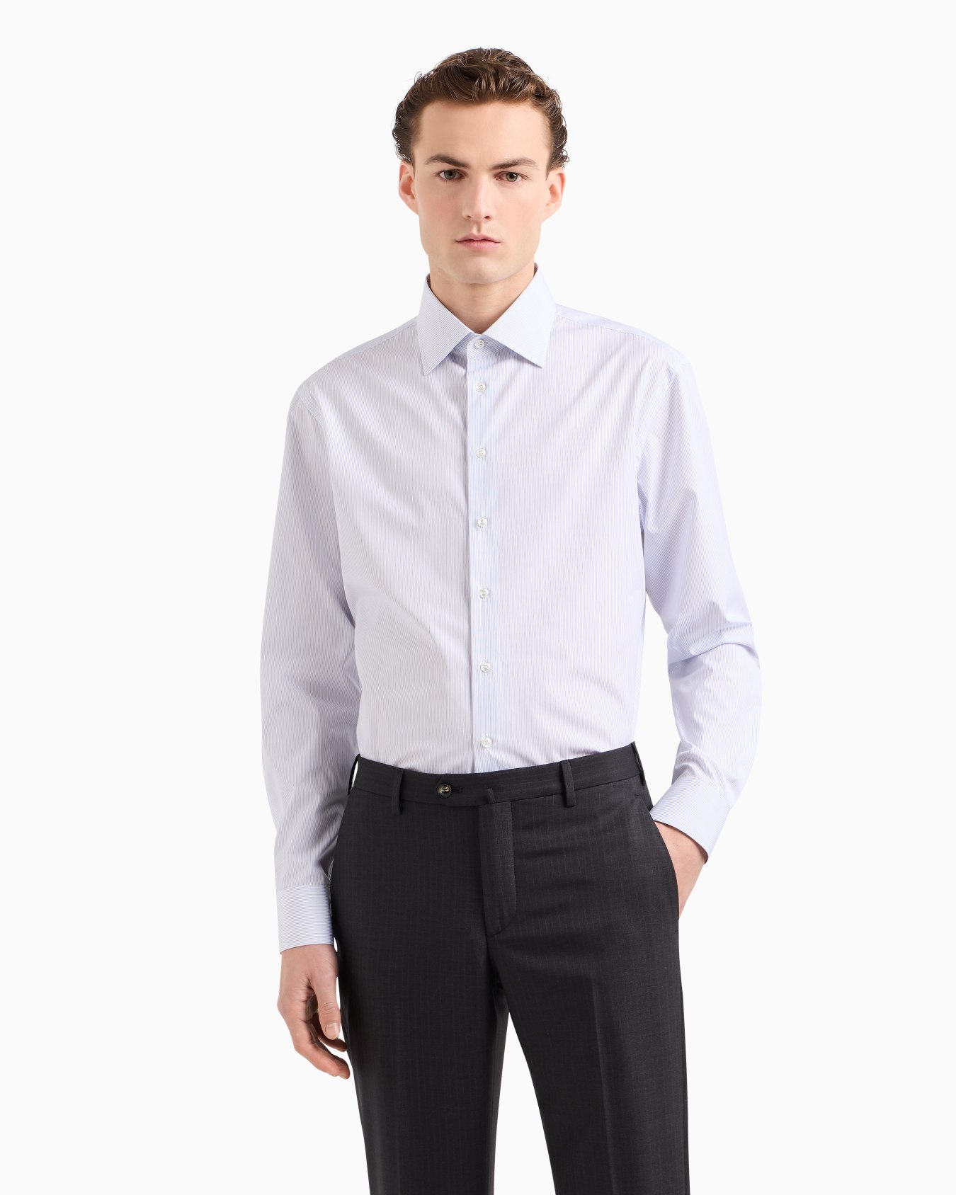 Regular-fit shirt in luxury striped cotton Slide 3