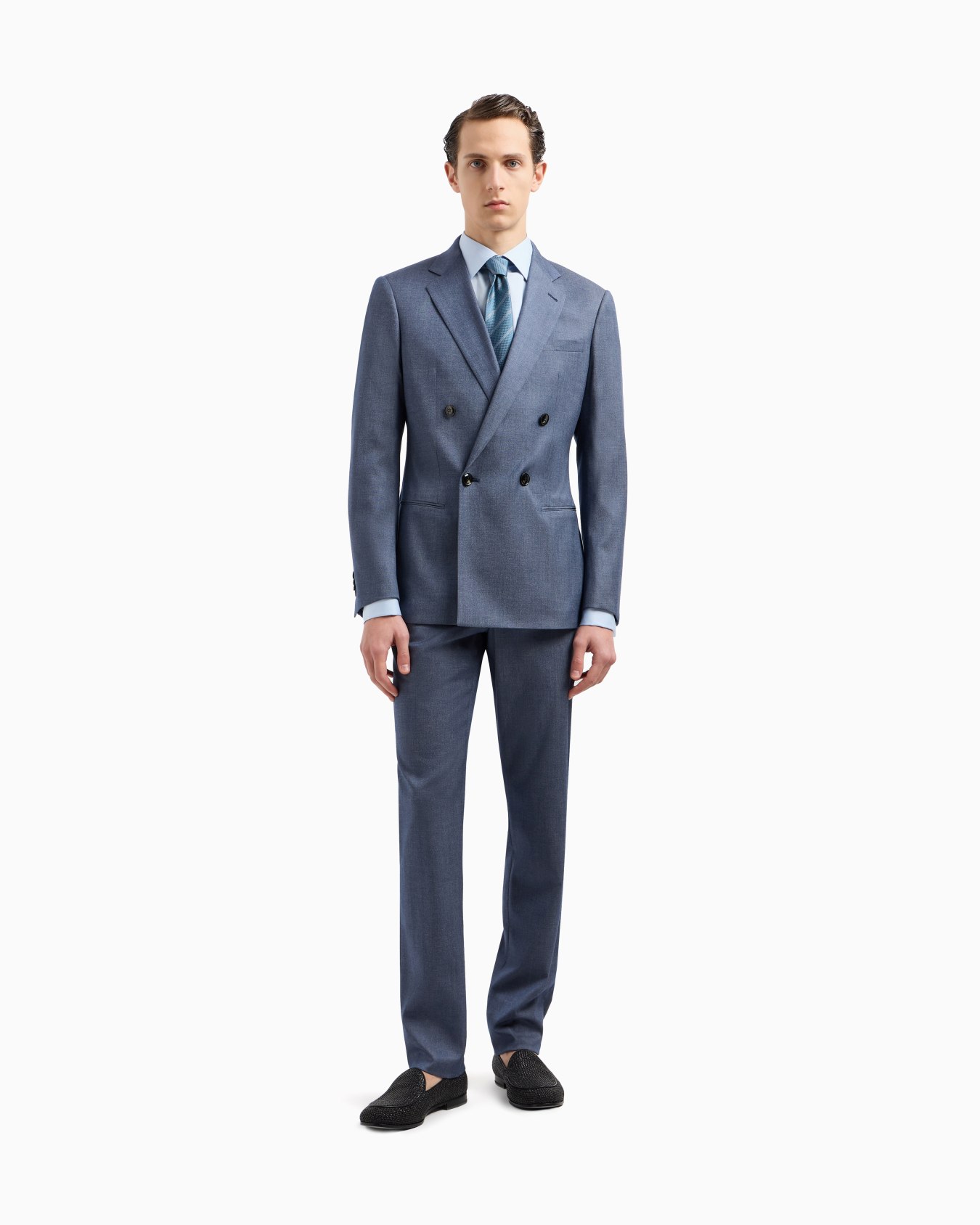 Chemise coupe classique en sergé de coton luxueux Diapositive 1