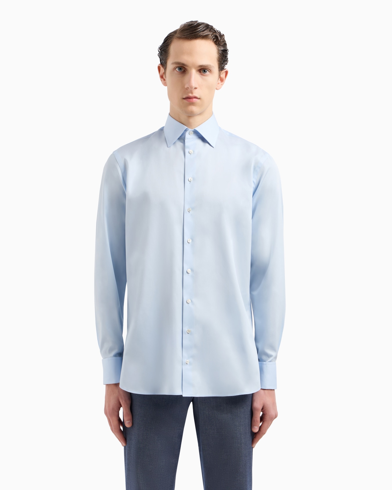 Chemise coupe classique en sergé de coton luxueux Diapositive 3