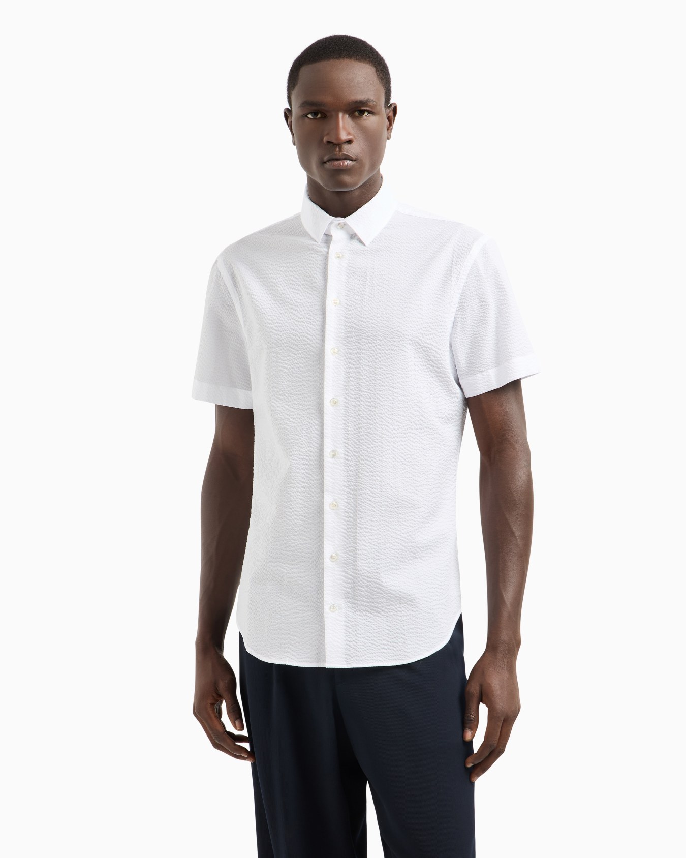 Chemise à manches courtes en seersucker de coton Diapositive 3