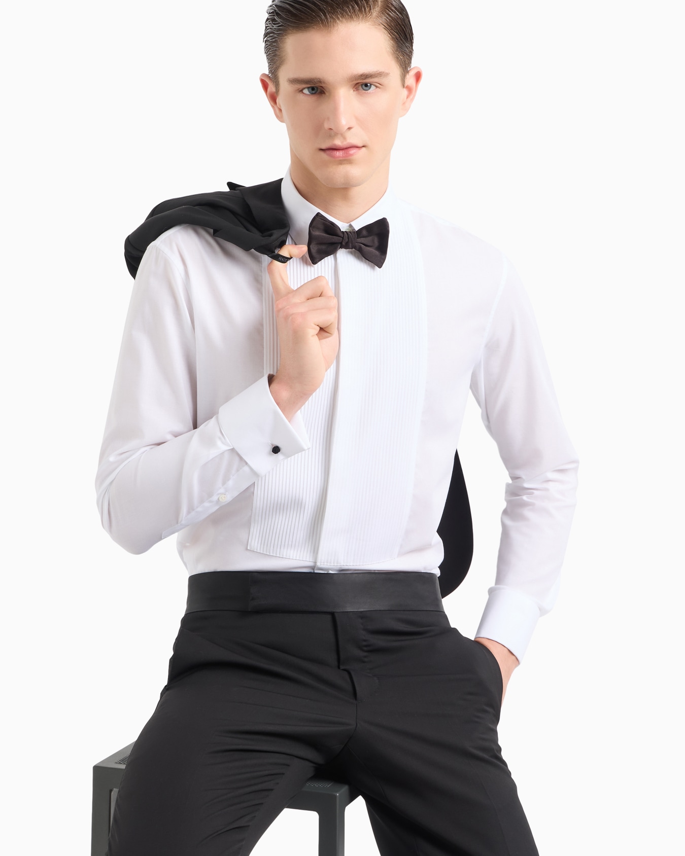 Chemise de smoking en coton avec détail plissé Diapositive 4