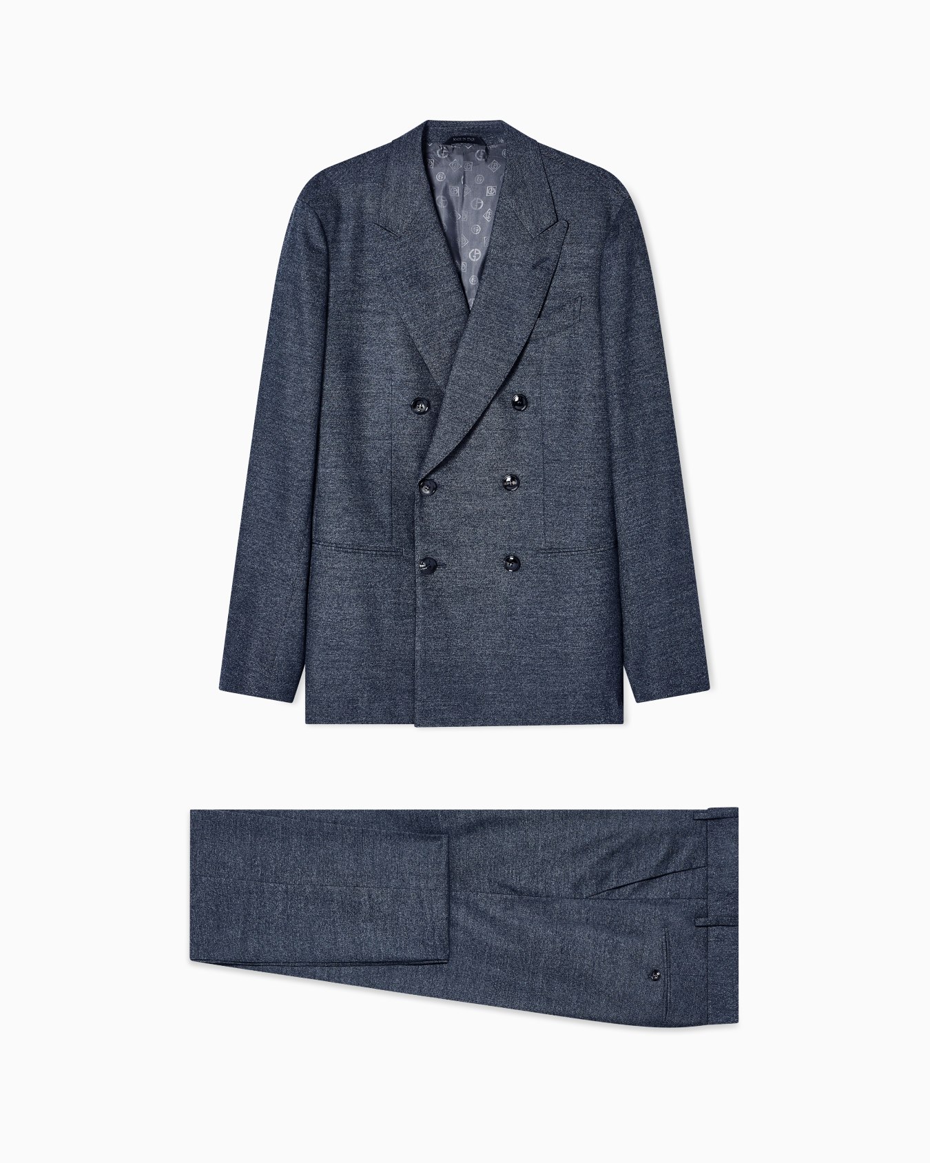 Abito doppiopetto Linea Napoli in lana vergine e cashmere effetto denim Slide 0