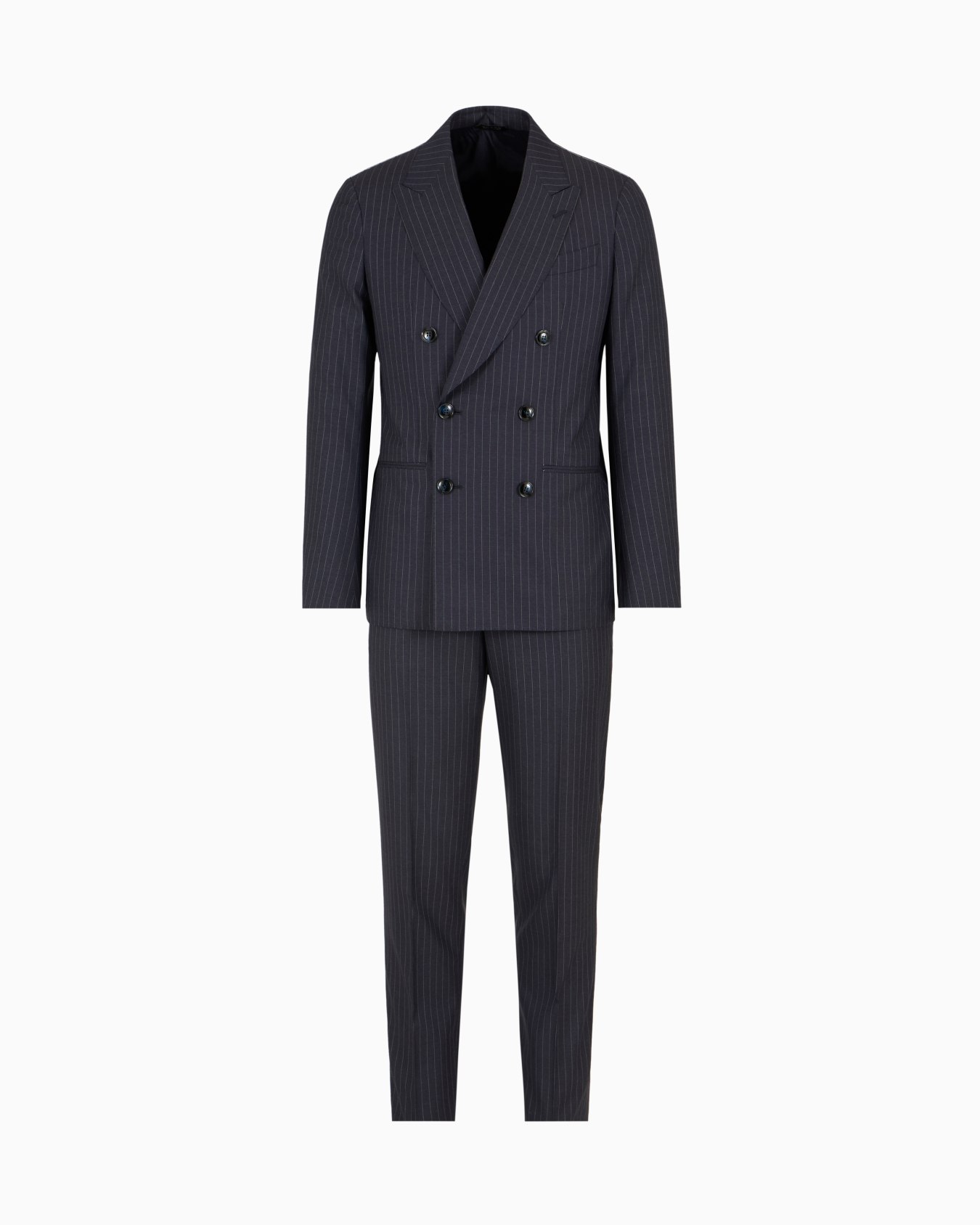 Napoli Line double-breasted pinstriped suit in virgin wool Slide 0