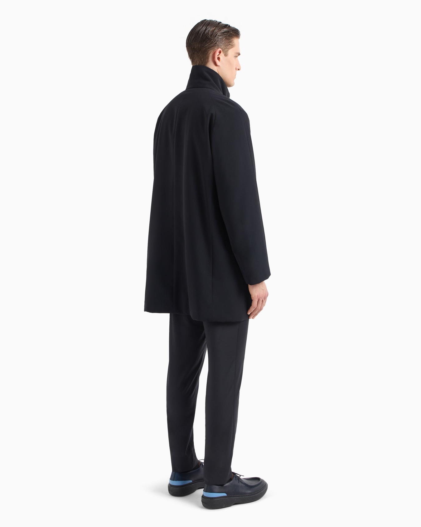 Long technical wool pea coat  Slide 2