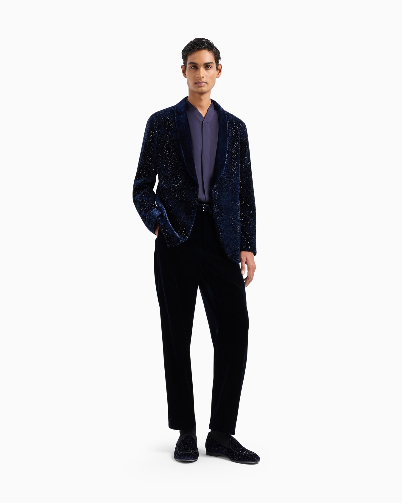 Giorgio’s velvet and crystals single-breasted tuxedo jacket Slide 2
