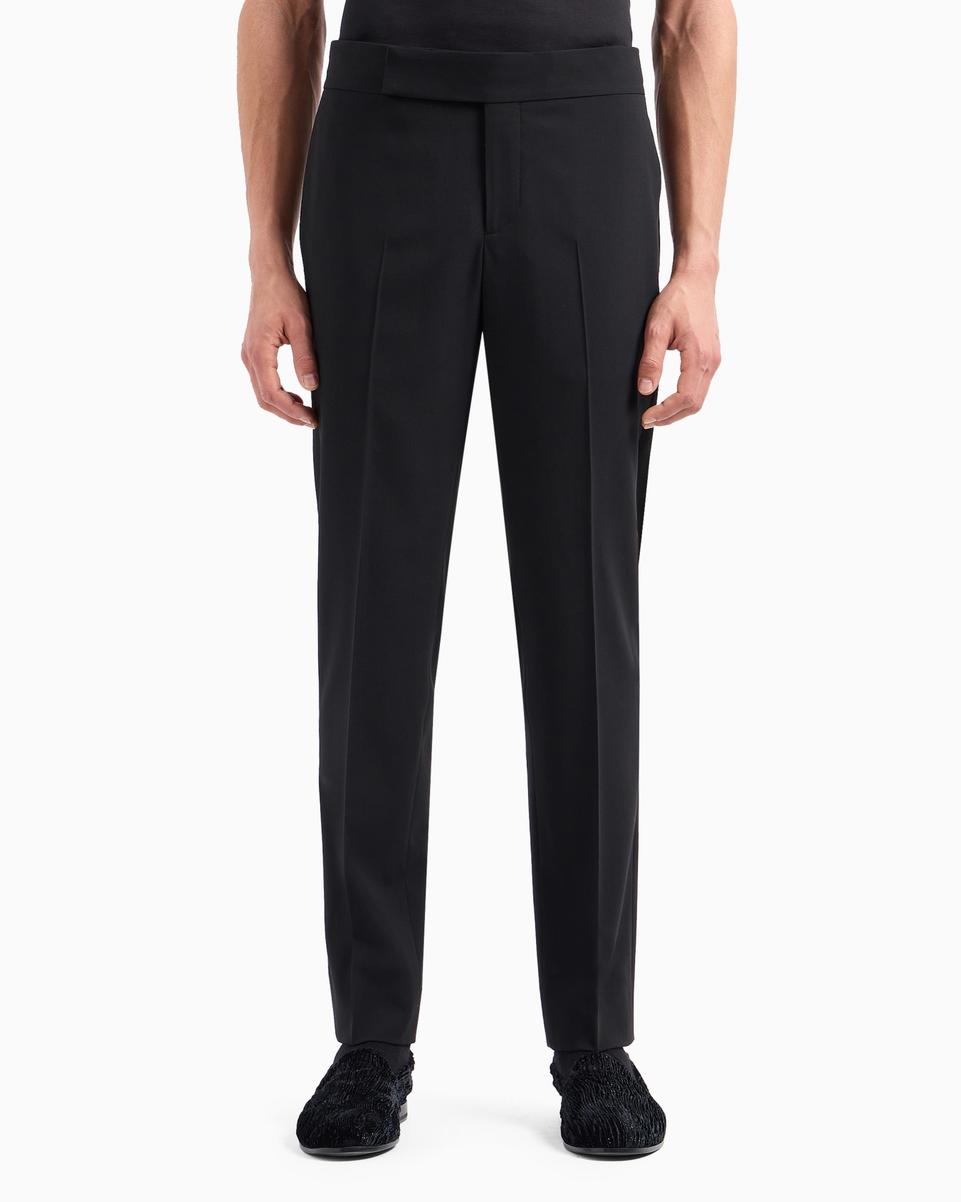 Pure wool crêpe flat-front trousers Slide 4